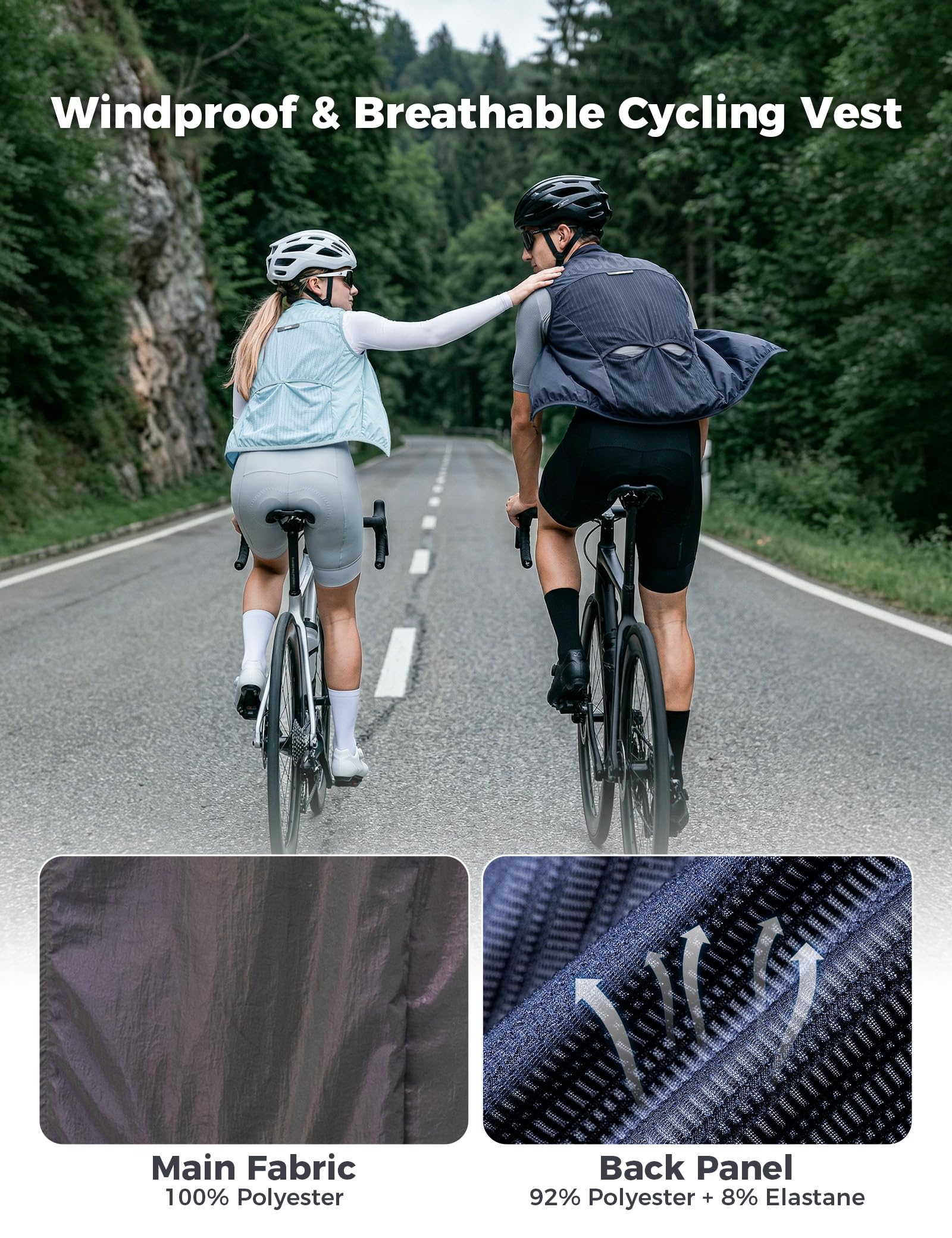 ROCKBROS Chaleco Ciclismo Cortavientos Ultraligero para Hombre Mujer