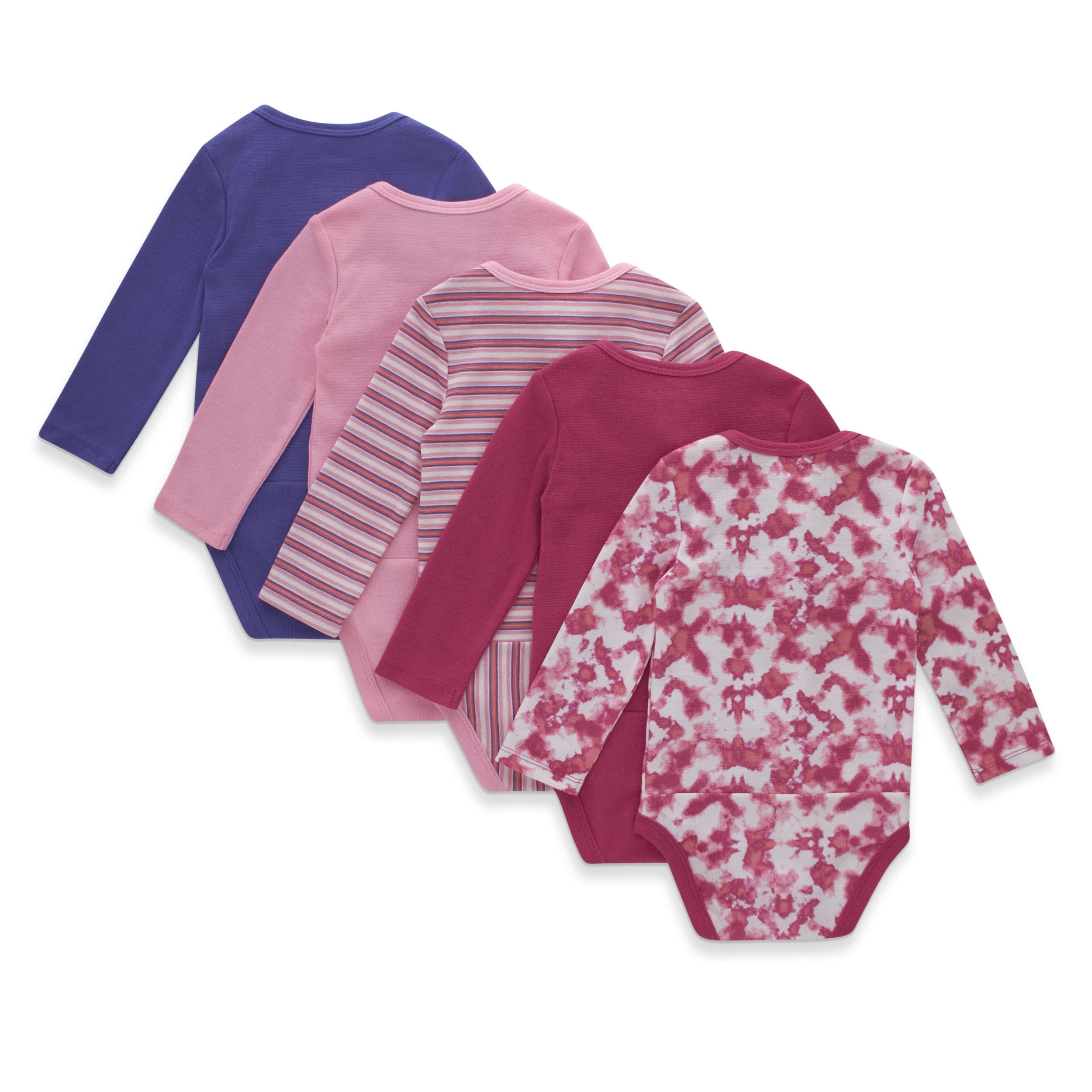 Hanes Ultimate Flexy Body z długim rękawem dla chłopców i dziewcząt, 5 sztuk, fioletowy/różowy, 0-6 miesięcy, Fioletowy/różowy, 0-6 miesi?cy