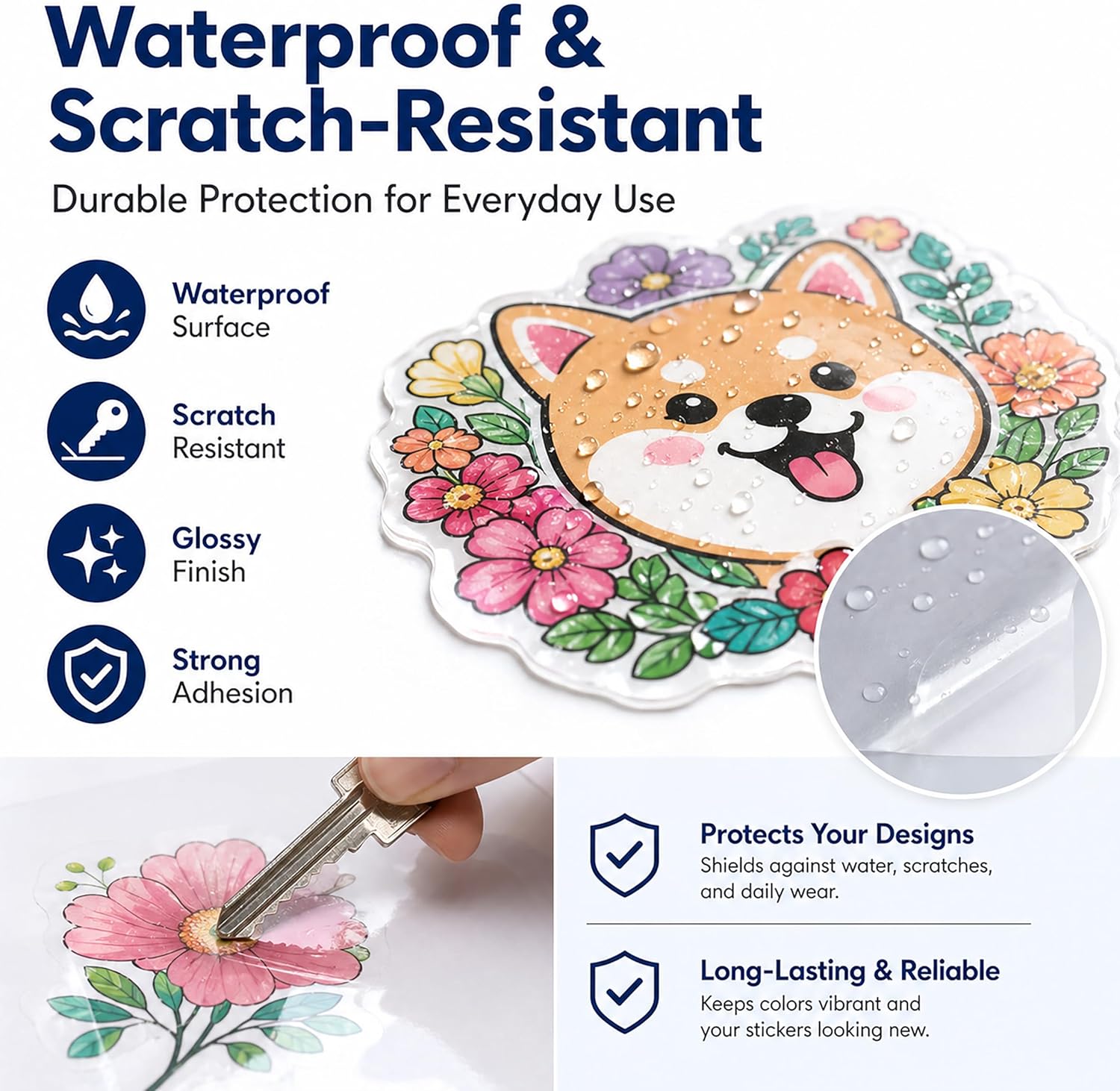 Bleidruck 25 Sheets Crystal Clear Vinyl Sticker Paper Self Adhesive Waterproof 100% Transparent Overlay Film A4 (11.7 x 8.3 Inch) Cold Laminate Sheets