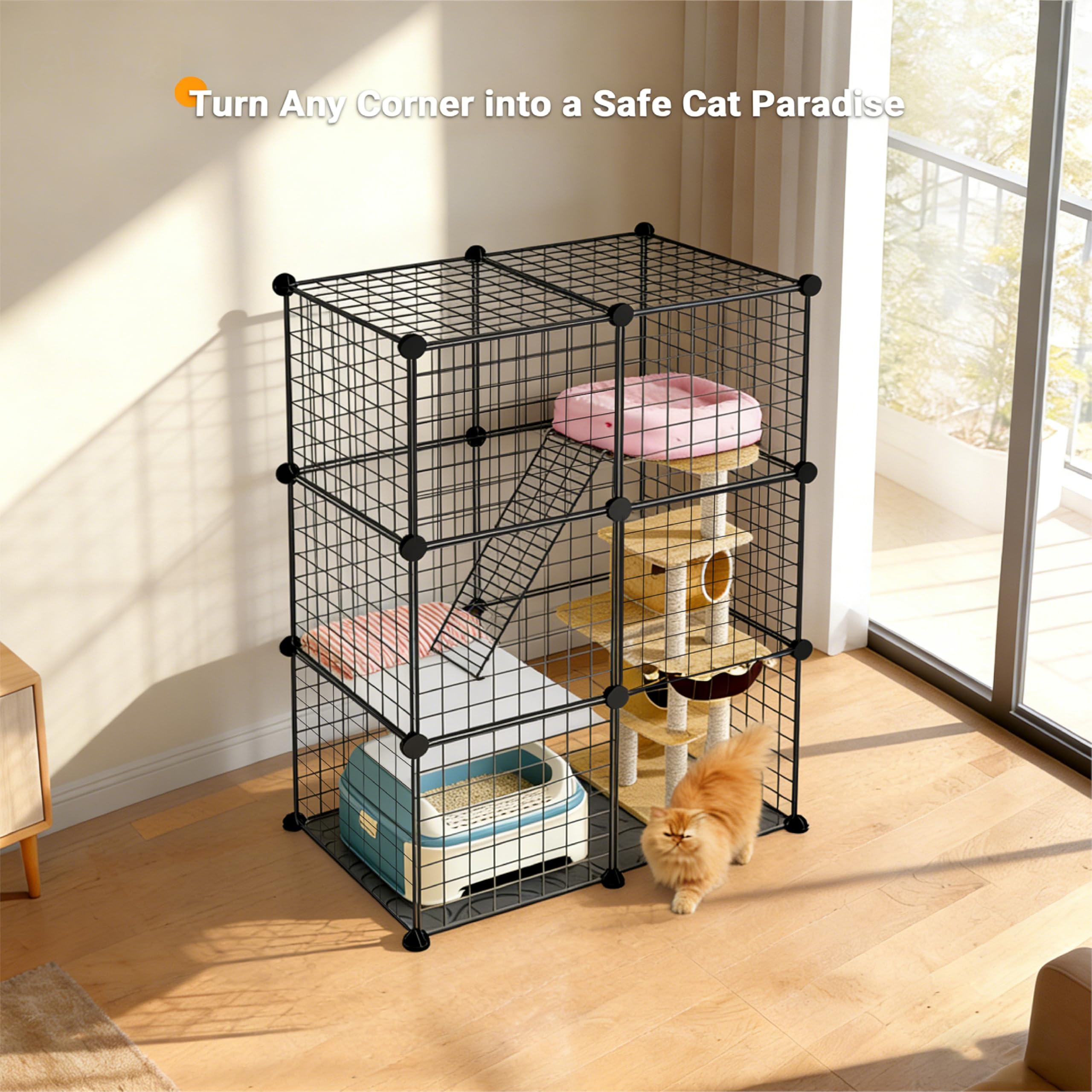 DIY Cat Playpen - Foldable Indoor Cat Enclosure -3