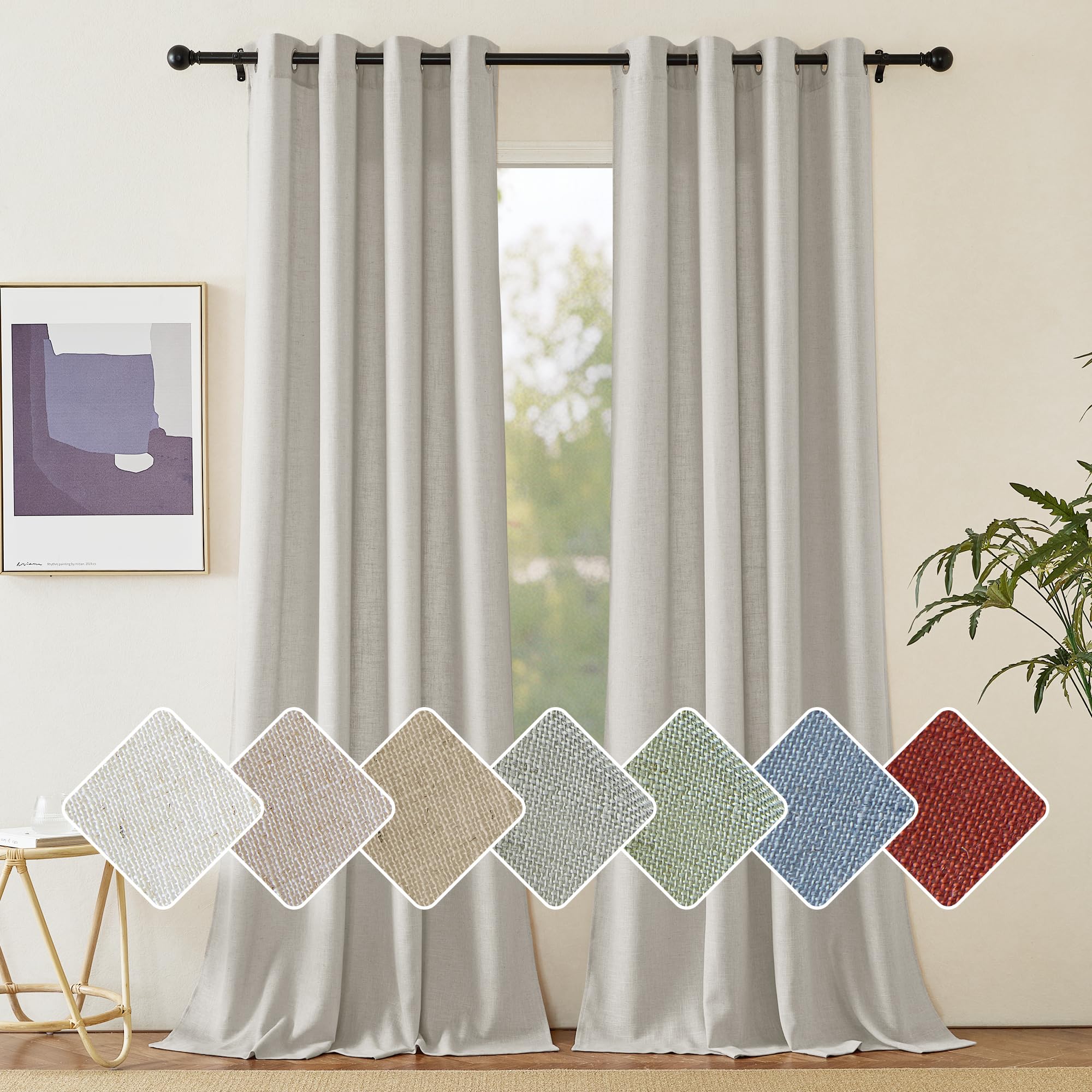 PONY DANCE Cortinas de Lino Cortinas Salon 2 Piezas Cortinas Boho Translucidas con Ojales Cortinas y Visillos Dormitorio Cortinas Habitacion Matrimonio, 140x245cm(AnchoxAlto), Gris Oscuro Global Recycled Standard OEKO-TEX STANDARD 100 Global Recycled Standard Global Recycled Standard