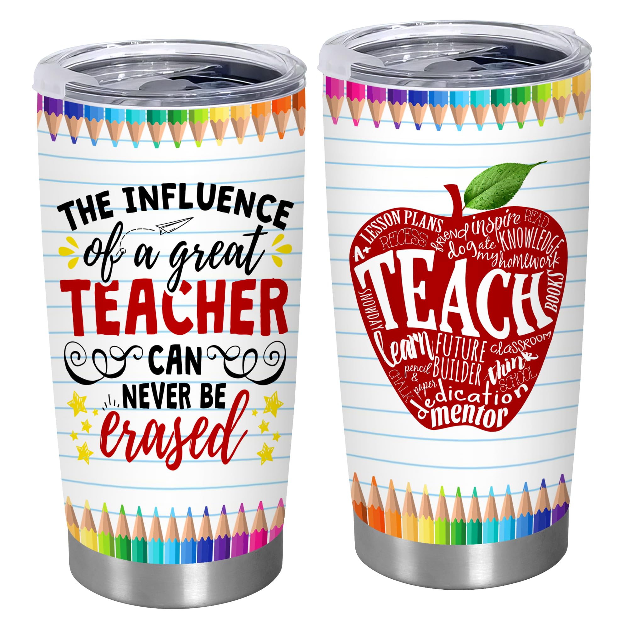 TEEZWONDER Teacher Gifts for Women - 20 oz Stainless Steel Insulated Coffee Tumbler with Lid - Teachers Day Graduation Birthday Thank You Teacher Appreciation Gifts for Women Teachers