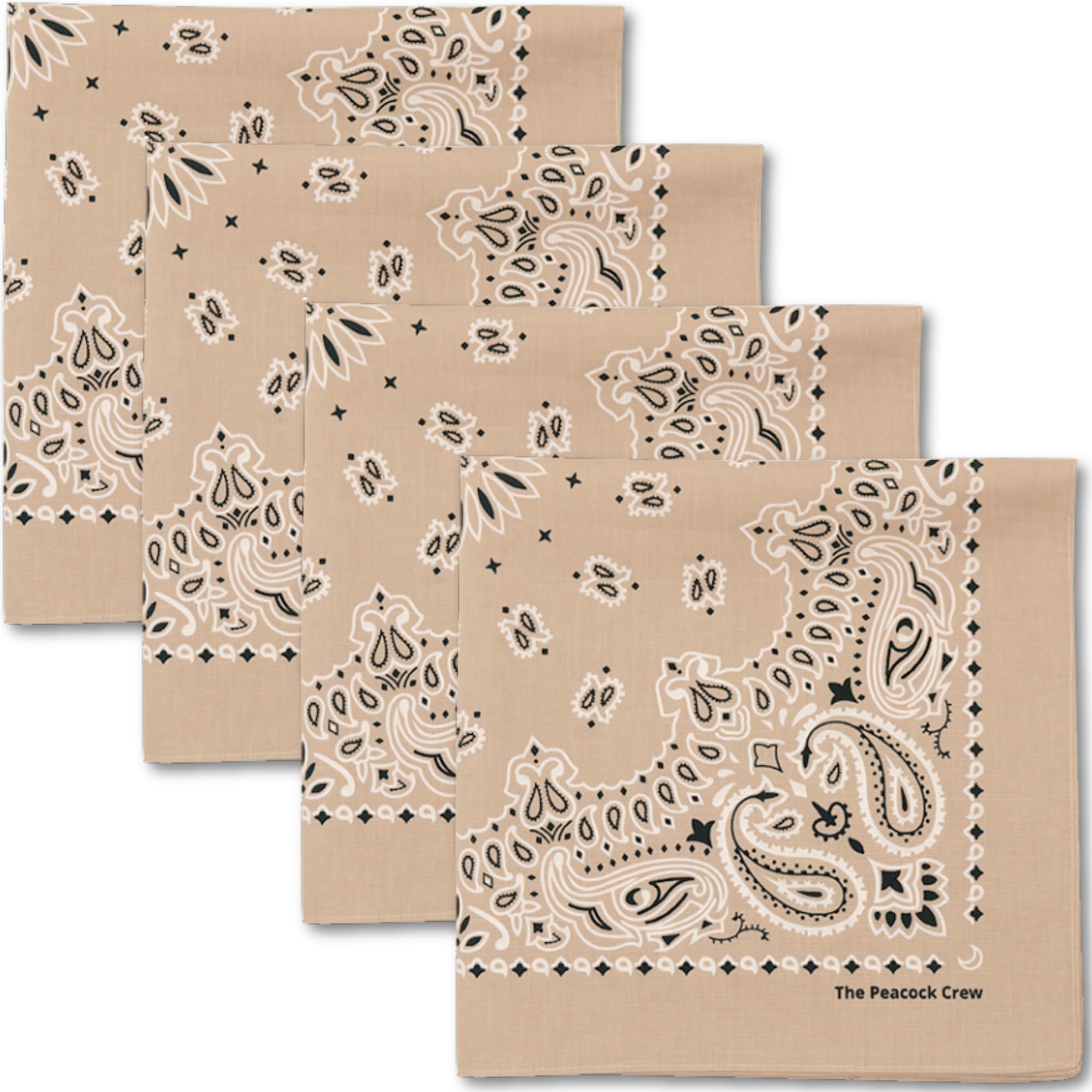 The Peacock Crew Premium Soft Cotton Bandanas Pack for Men and Women Paisley 22 x 22 inches