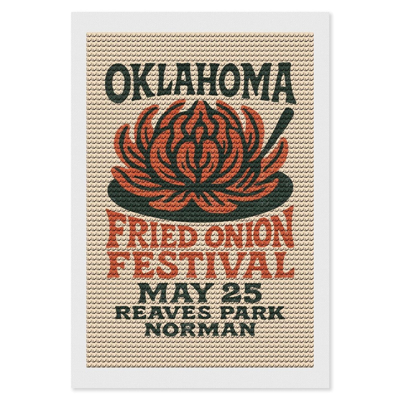Junmoney Oklahoma Fried Onion Festival Diamond Painting Canvas Set 8"x12", for Adults, Bedroom Decor, Good for Quiet Evenings, Festive Craft Gift