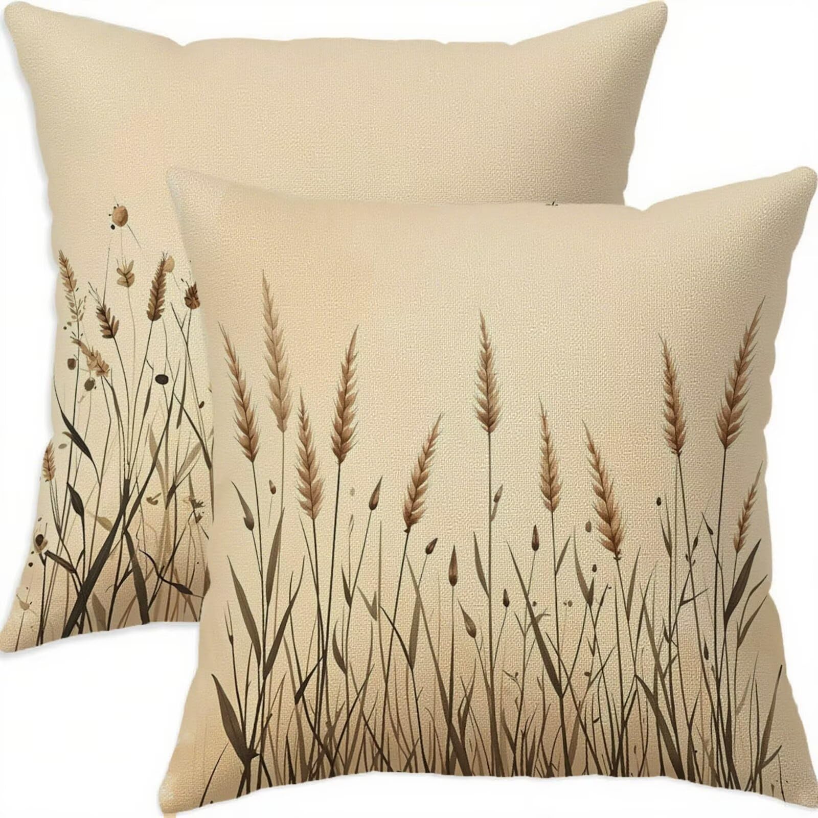 Housse coussin 65x65 motif géométrique beige lot de 2 coussins canapé imperméables