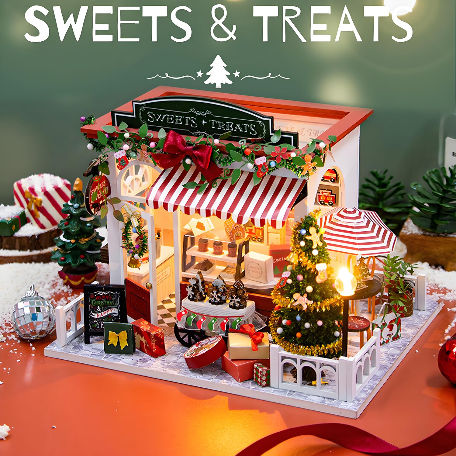 Roroom DIY Miniature and Furniture Dollhouse Kit,Mini 3D Wooden Doll House Craft Model with Dust Proof Cover and Music Movement,Christmas Valentine's Day Birthday Gift(PC2319)