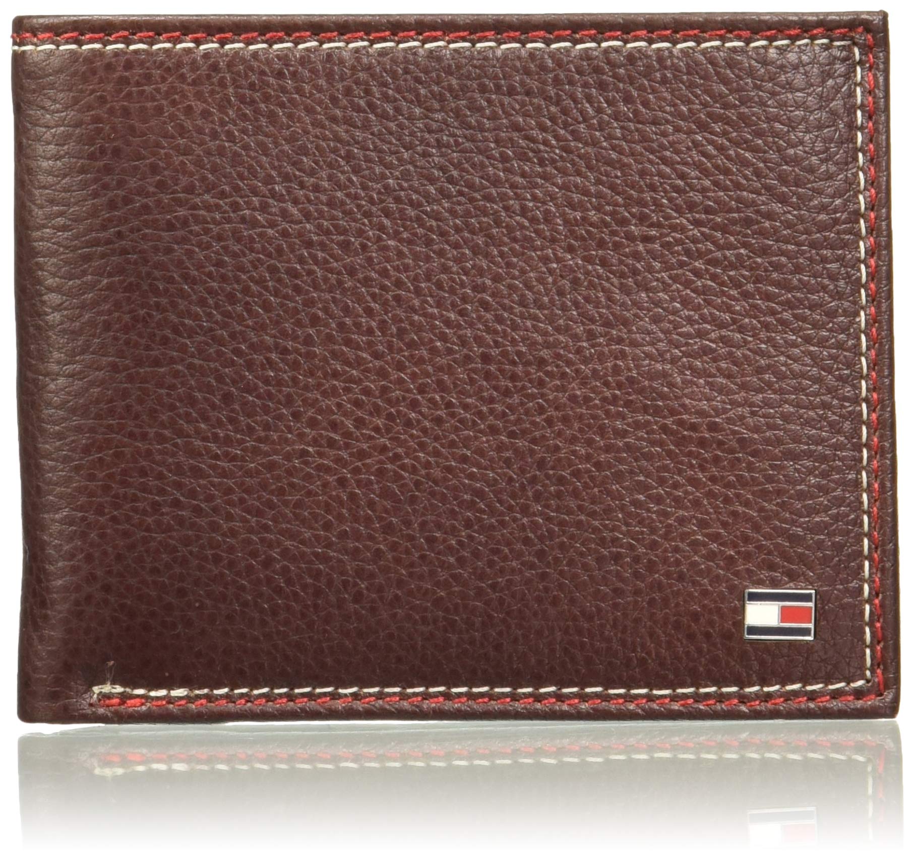 Tommy Hilfiger Noah Leather Global Coin Wallet for Men - Wine, 4 Card Slots