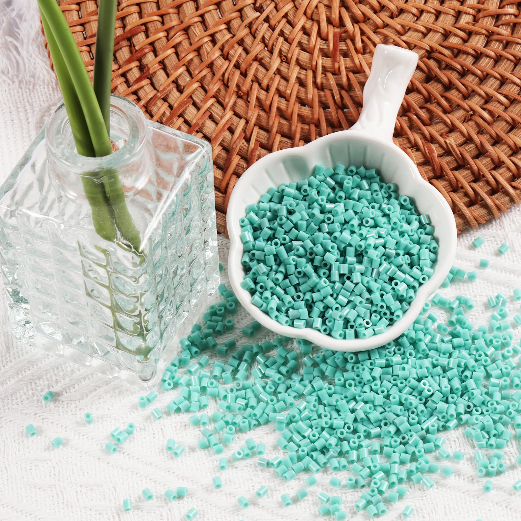 10000Pcs Loose Mini Fuse Beads 2.6mm Bulk Refill Kit Stress Relief Pixel Art 3D Craft Melting Beads for DIY Decor Crafts Creative Handmade Projects (Cyan) - Image 4