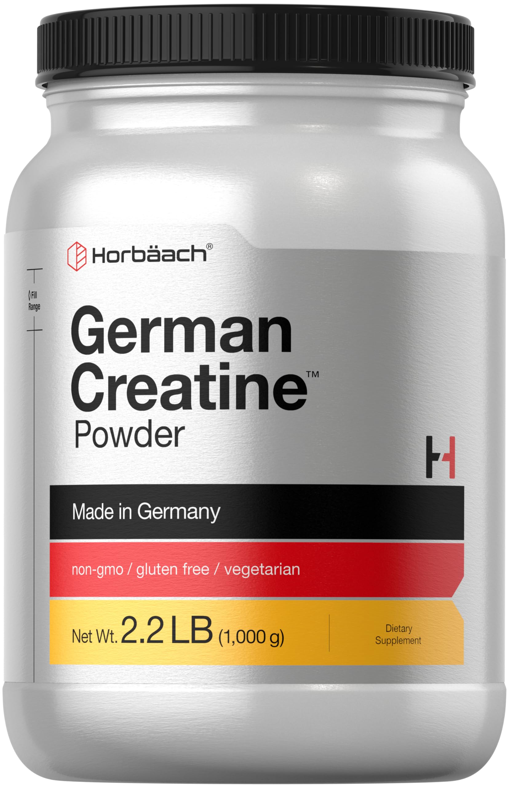 Horbäach German Creatine Powder 1000g | Creapure Monohydrate Powder | Vegetarian, Non-GMO, and Gluten Free Supplement | Promotes Strength & Power