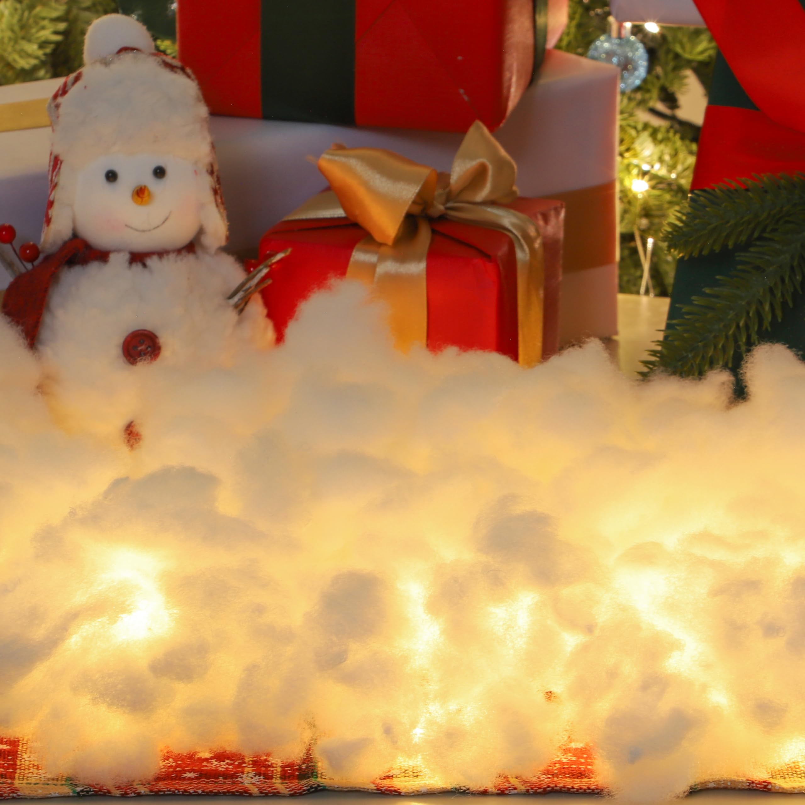 JOYIN 900g Kunstschnee Watte Weiß, Dekoschnee Decke Wolken Bastelwatte, Künstlicher Schnee für Weihnachtsdorf Krippen Winter Deko