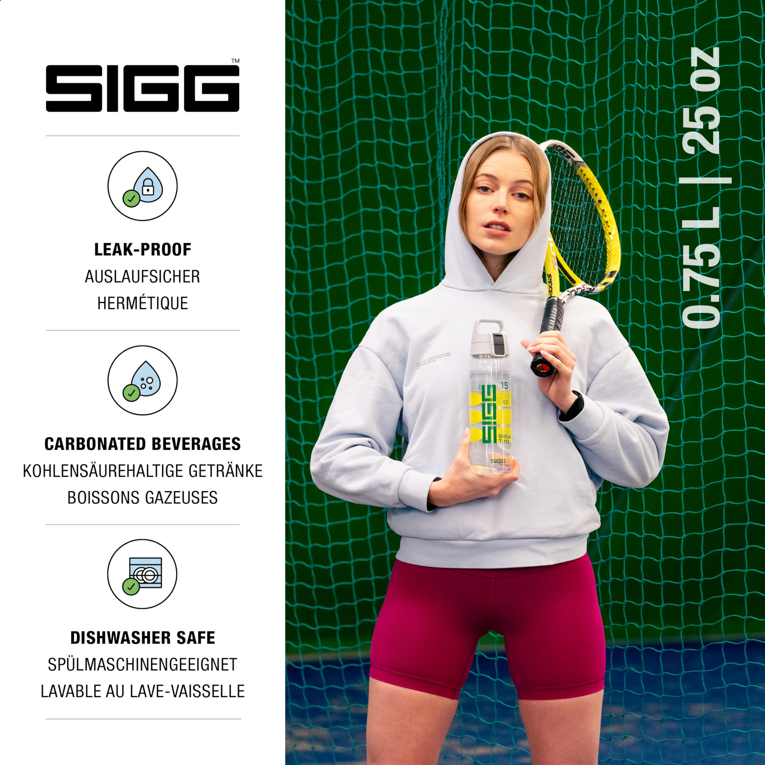 Sigg, Tritan Renew Transparent Water Bottle, Total Clear ONE MyPlanet Tennis, Suitable For Carbonated Beverages - Image 2
