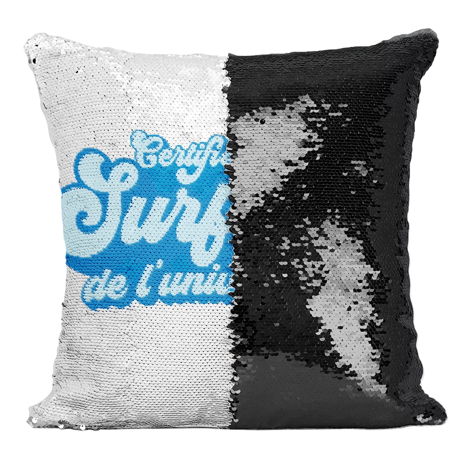 Coussin housse sequin noir pour décoration de chambre thème plage et mer