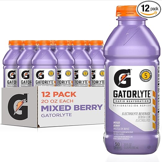 Gatorade Rapid Rehydration Electrolyte Beverage, Mixed Berry, 20oz Bottles (12 Pack)
