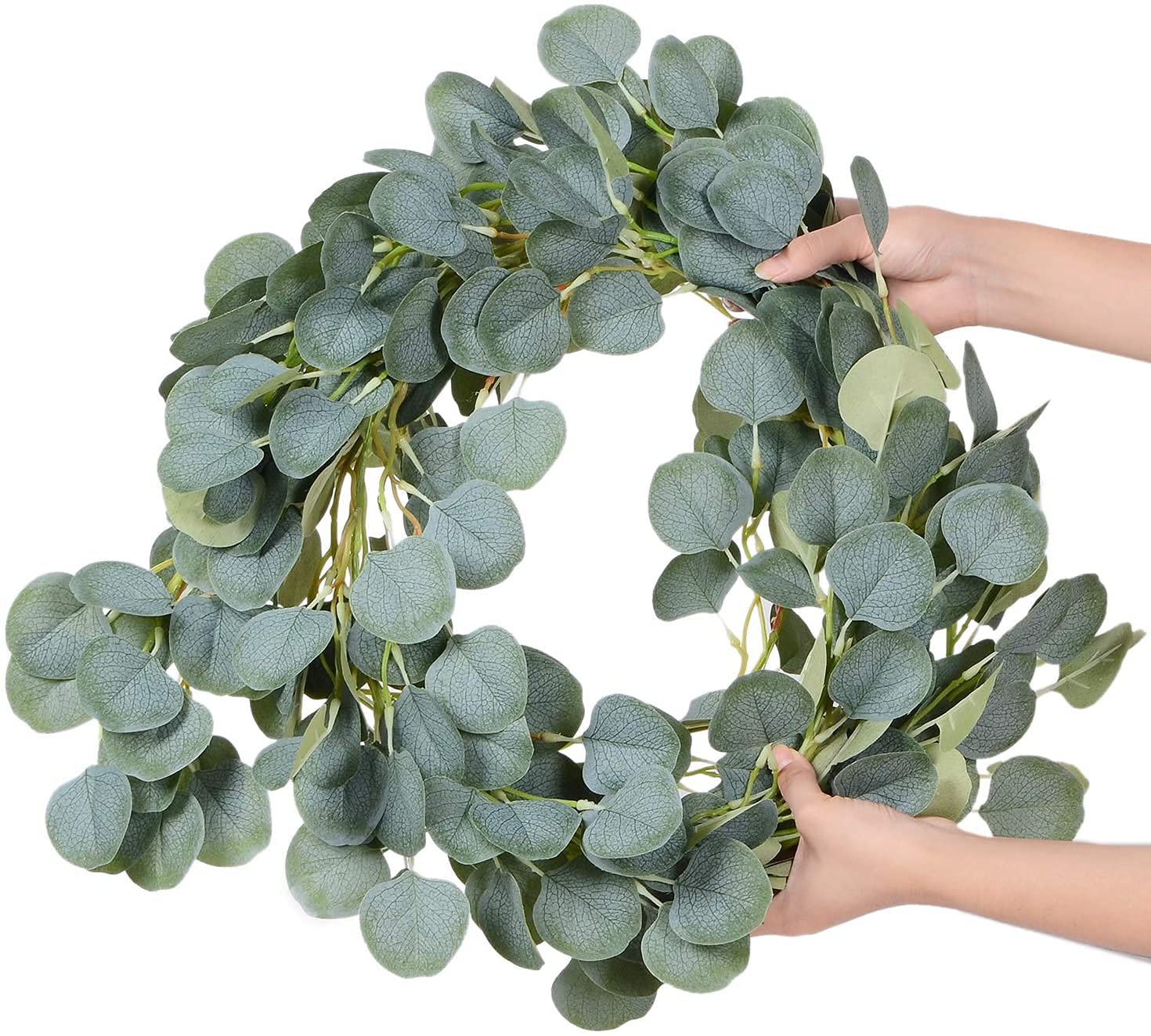 Jevina 5 Stück Eukalyptus Girlande Künstliche Blätter Deko Girlande Hochzeit Eukalyptus Kranz für zu Hause Küchen Garten Büro Hochzeit oder als Wanddekoration 1.8m