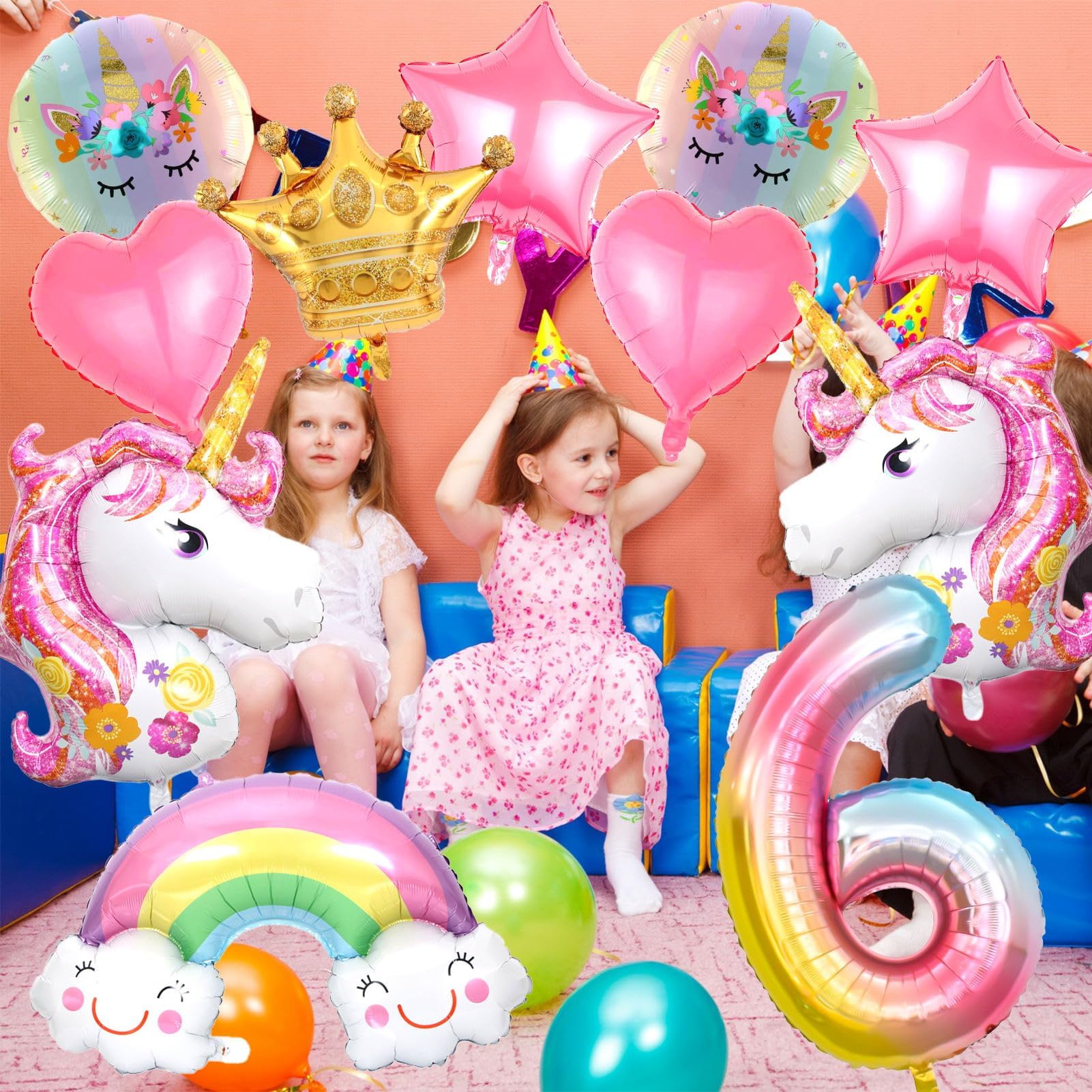 WERNNSAI 21 Pezzi Vortici Unicorno Arcobaleno - Decorazioni Soffitto Per Festa Compleanno Ragazze - Tema Unicorno