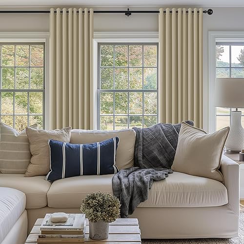 Miniatura 160 de ChrisDowa Cortinas 100% opacas de abedul liso de 96 pulgadas de largo, 2 paneles para dormitorio, sala de estar, oscurecimiento de la habitación de
