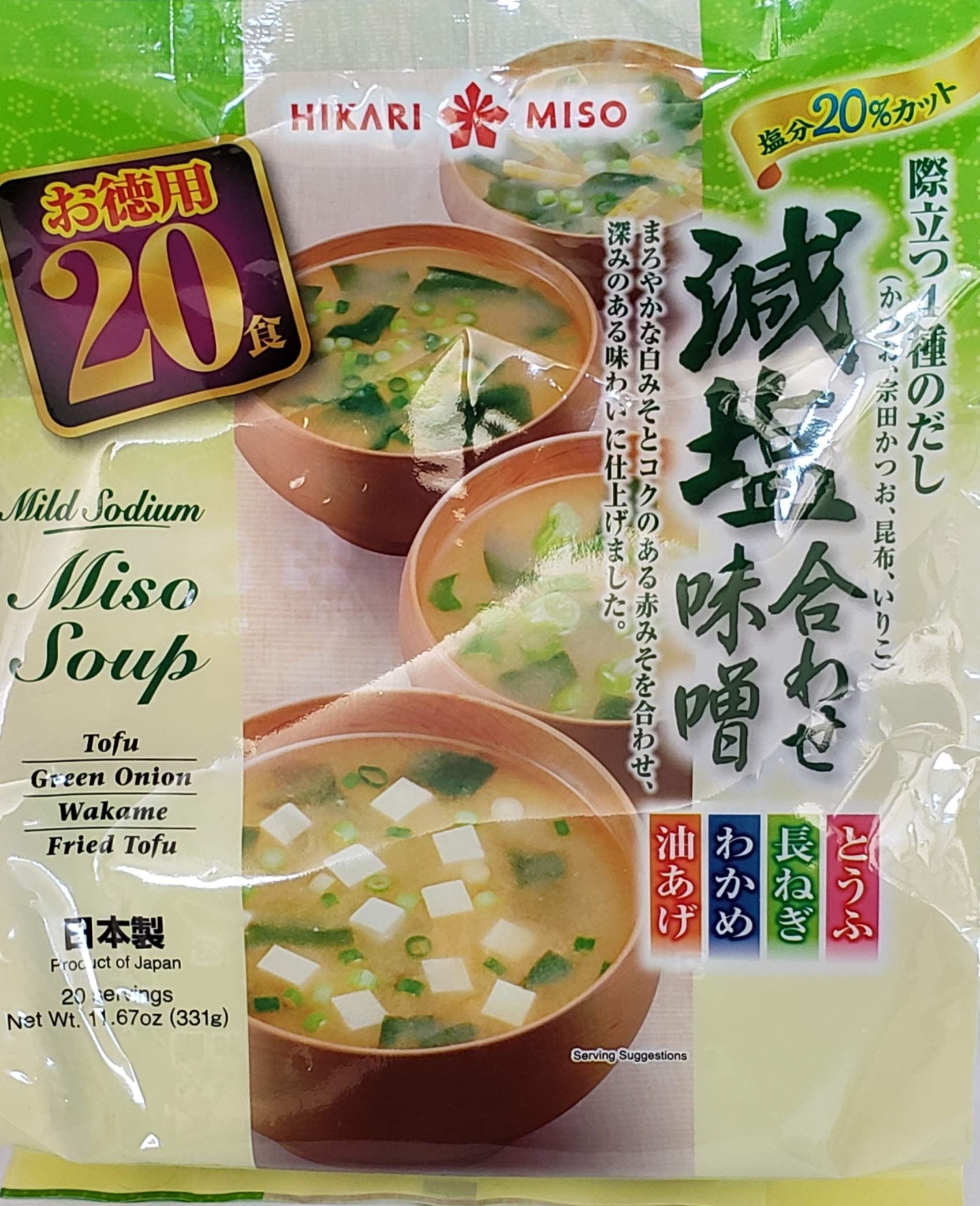 Hikari Miso Mild Sodium Miso Soup Variety 20 Servings 331g Made in Japan -