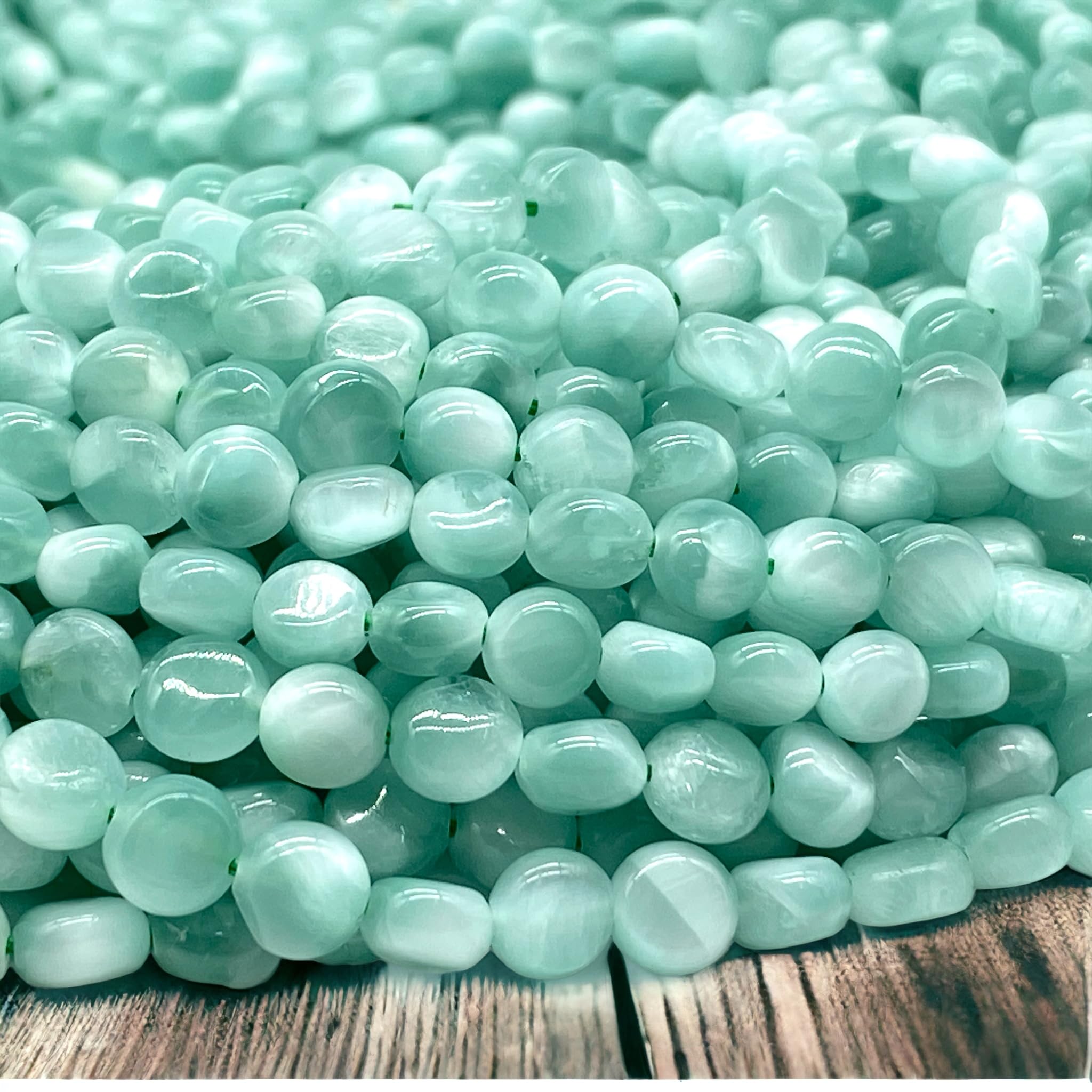 Abcgems Rare Russian Green Moonstone Beads Aka Green Angelite Two