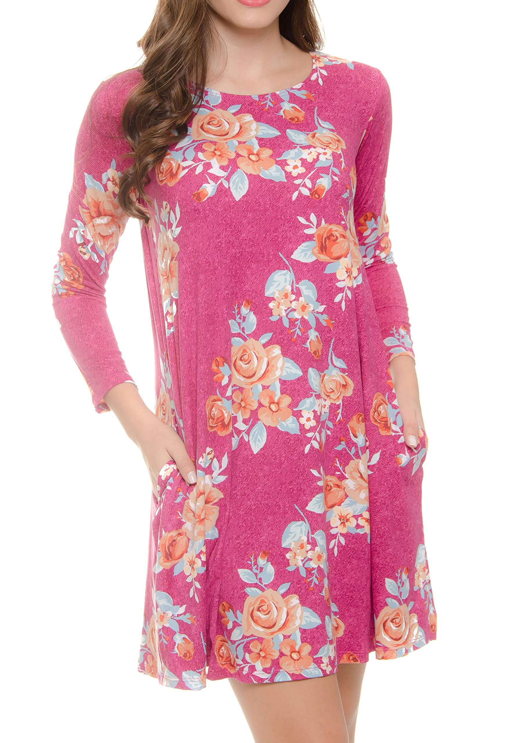 Long Sleeve Casual Dresses with Pockets for Woman 44 Colors