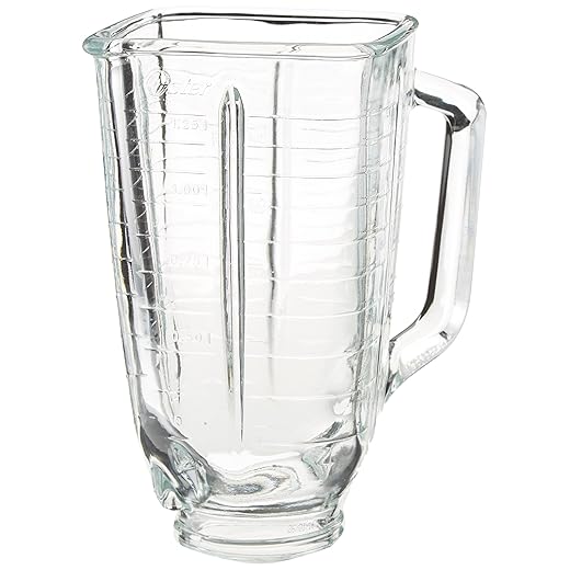 Oster 5-Cup Glass Square Replacement Blender Jar, 4.5" Top for Oster Models Only