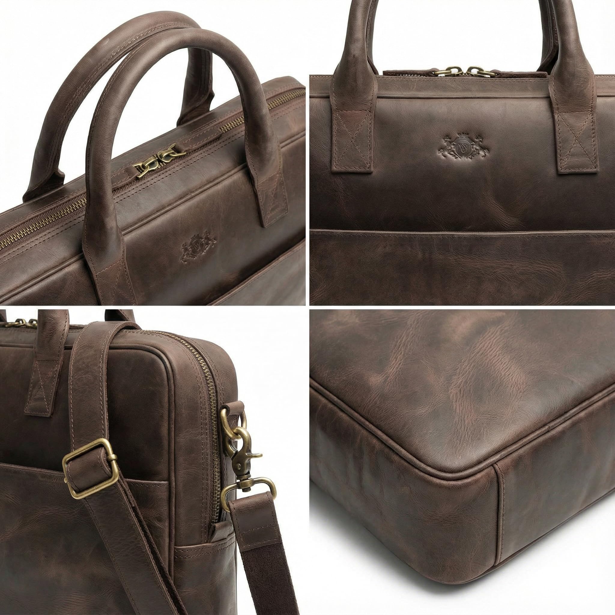 SID & VAIN Sac Ordinateur Portable Cuir véritable 15 Pouces Aden Mallette Professionnelle bandoulière Grand pour Hommes Serviette de Travail Etudiante Marron