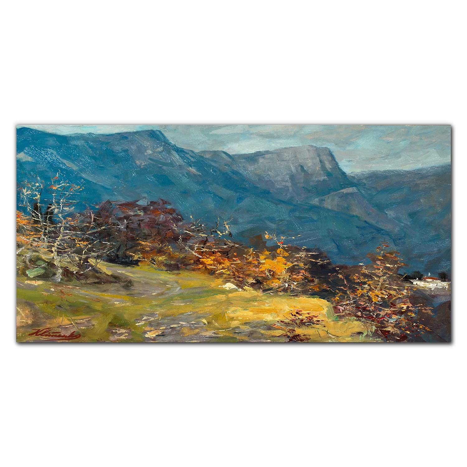 Crédence de cuisine dosseret en verre trempé 140x70 protection murale design nature montagnes