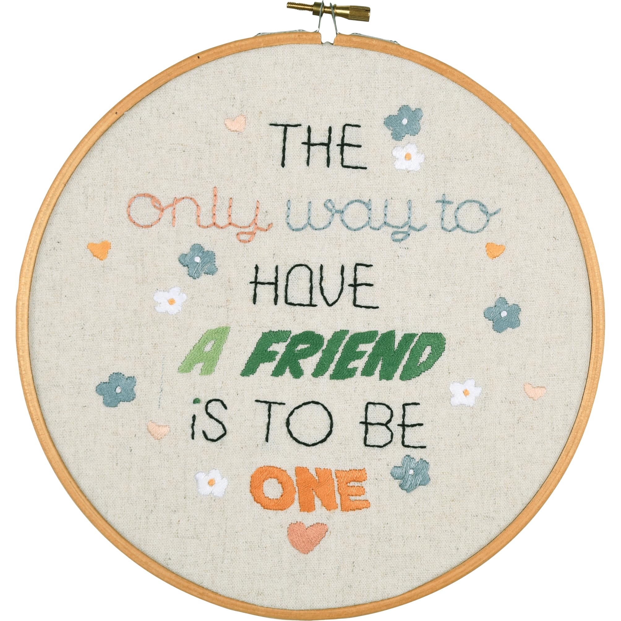VERVACO Embroidery Kit with Hoop Be A Friend Decoration DIY Creative Kit Crafts Wall Art Embroidery Kit Beginners Gift ca. 20 x 20cm Embroidery