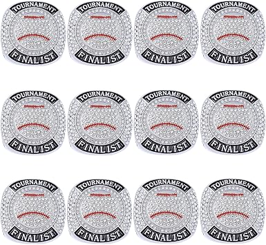 Baseball Ring Trophy Award Gift Tournament Softball Finalist Ring 12 pcs Finalist Rings, Size 10