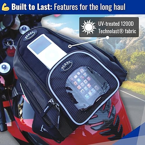 Miniatura 3 de GEARS iWire - Bolsa magnética para tanque de motocicleta con ventana de plástico transparente para interacción con teléfonos inteligentes, equipaje