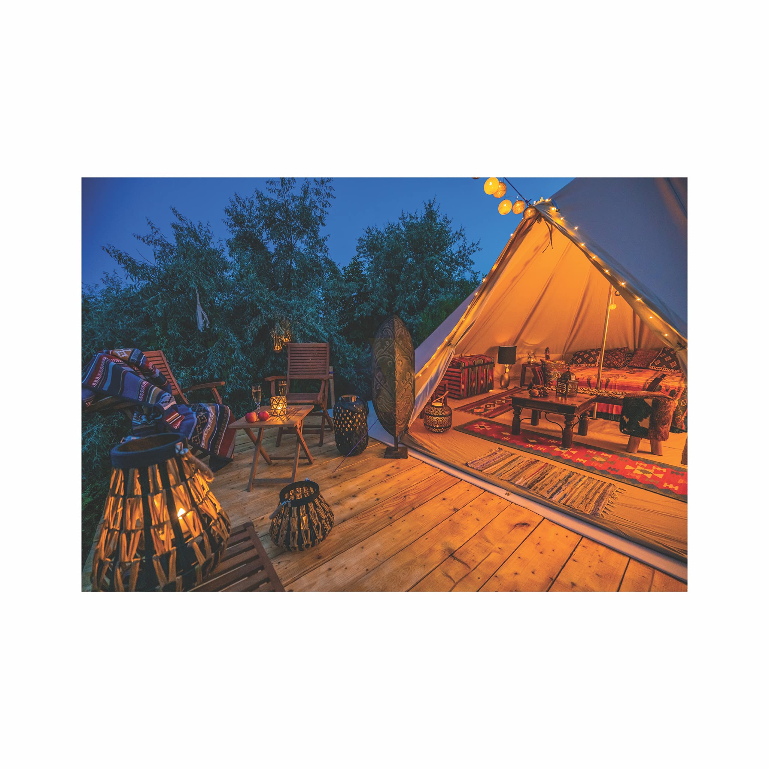 Anne Print Solutions® Evening View with Indian Glamping Wall Poster (Without Frame) for Wall Poster Home Decor & Office Decor Pack of 1 Pcs Size 13 Inch X 19 Inch*