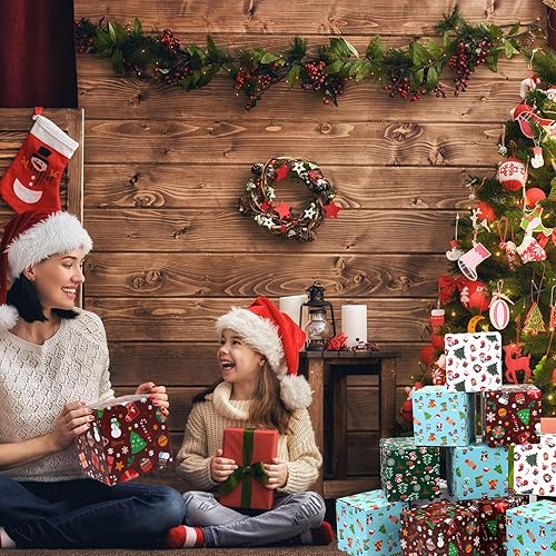 Miniatura 5 de Cholemy Paquete de 20 cajas de envío de Navidad, cajas de regalo de Navidad, decorativas, 4 diseños, cartón reciclable vacío con patrón de mezcla de