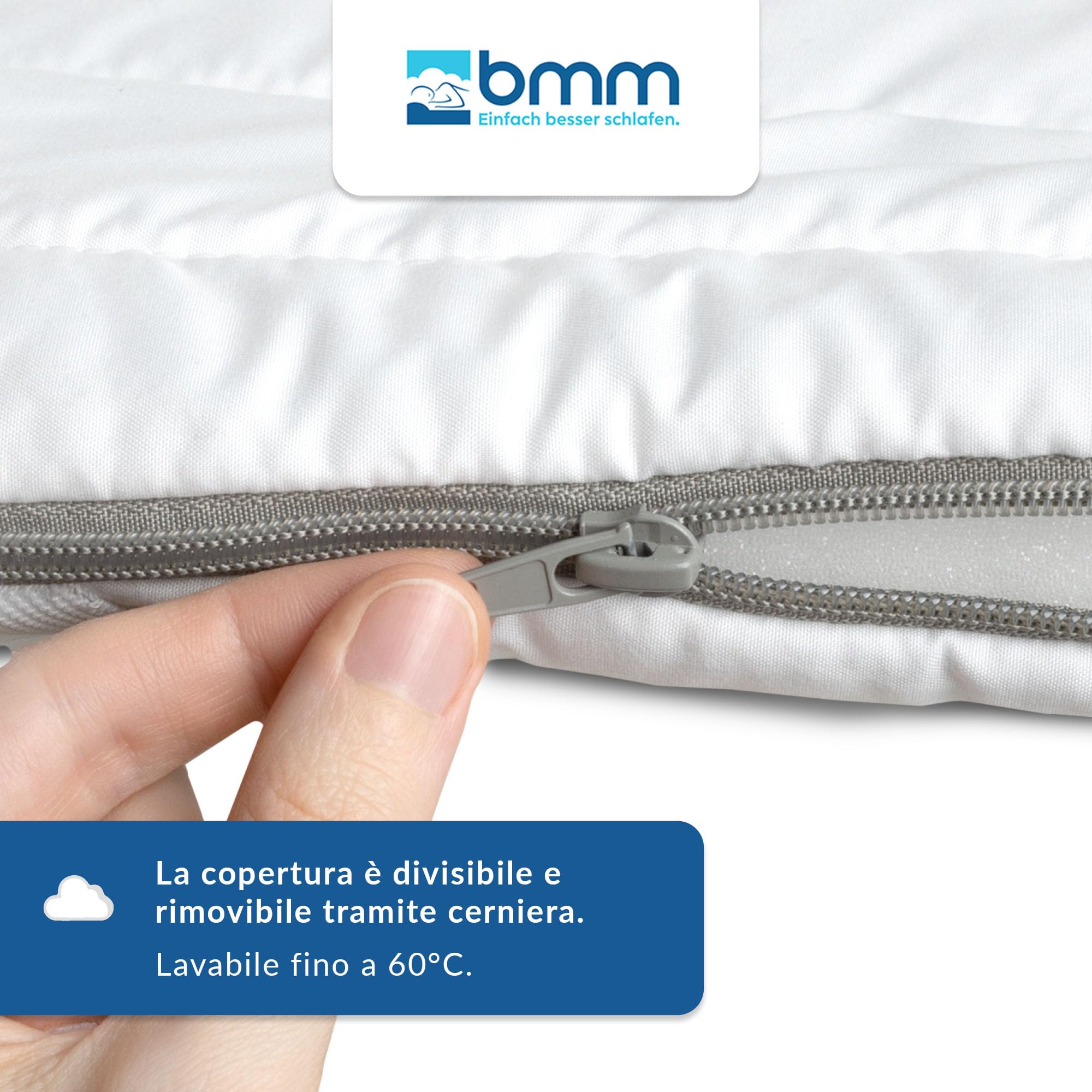 BMM Classic Basic Topper 140x200 cm H2 morbidom, topper in schiuma fredda, certificato Öko-Tex, sovramaterasso ortopedico, altezza 4 cm, topper Sviluppo prodotti in Germania.