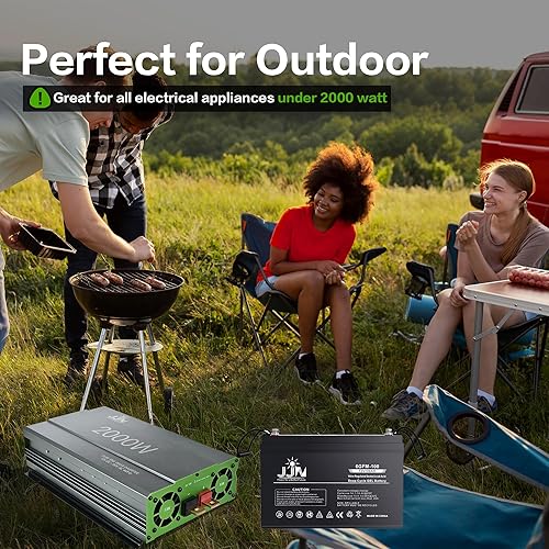 Miniatura 3 de Inversor de onda sinusoidal pura de 2000 W, CC 12 V a CA 110 V120 V, convertidor con pantalla digital LCD, control remoto con cable, inversor de