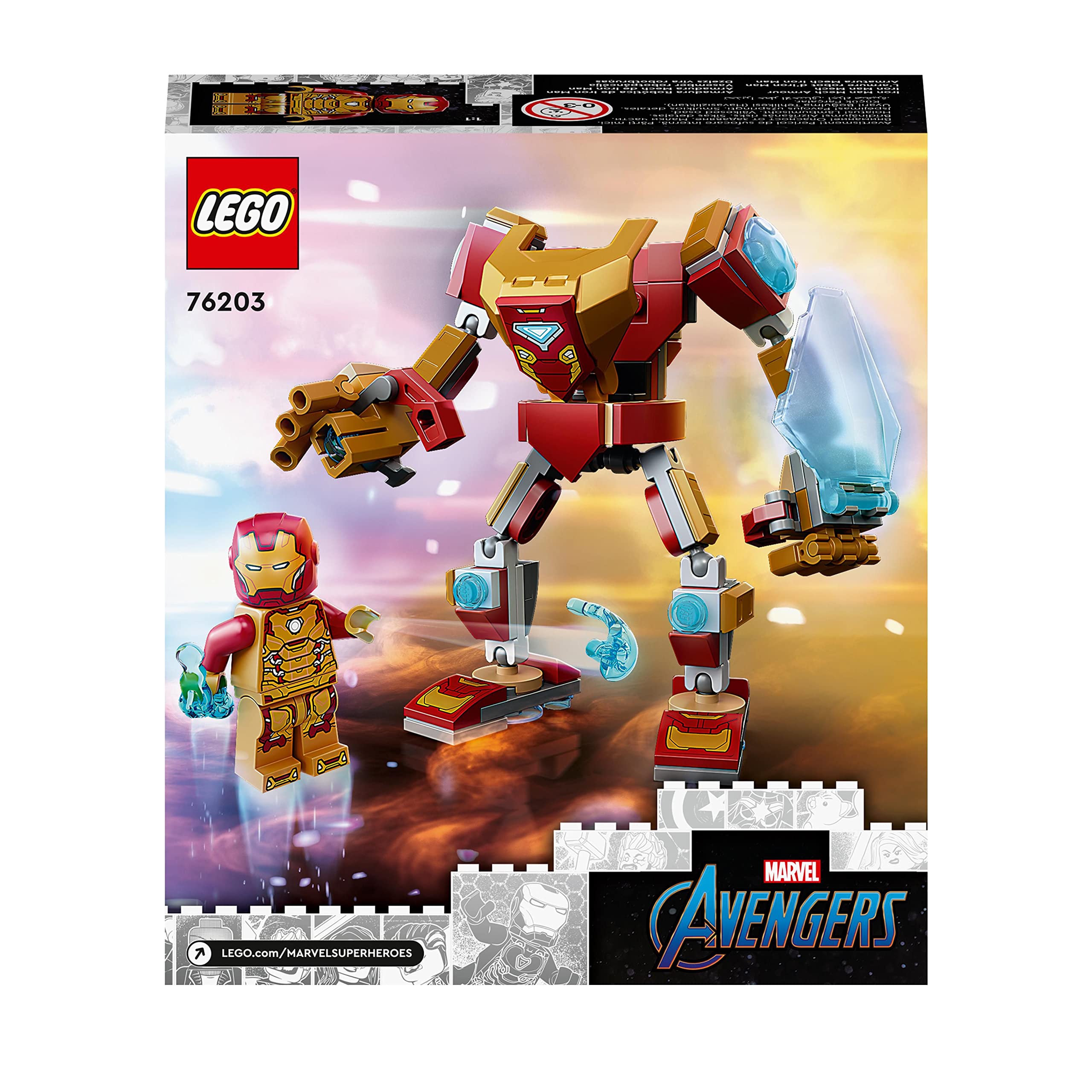 LEGO 76203 Marvel Iron Man Mech Armour Set, Collectable Action Figure