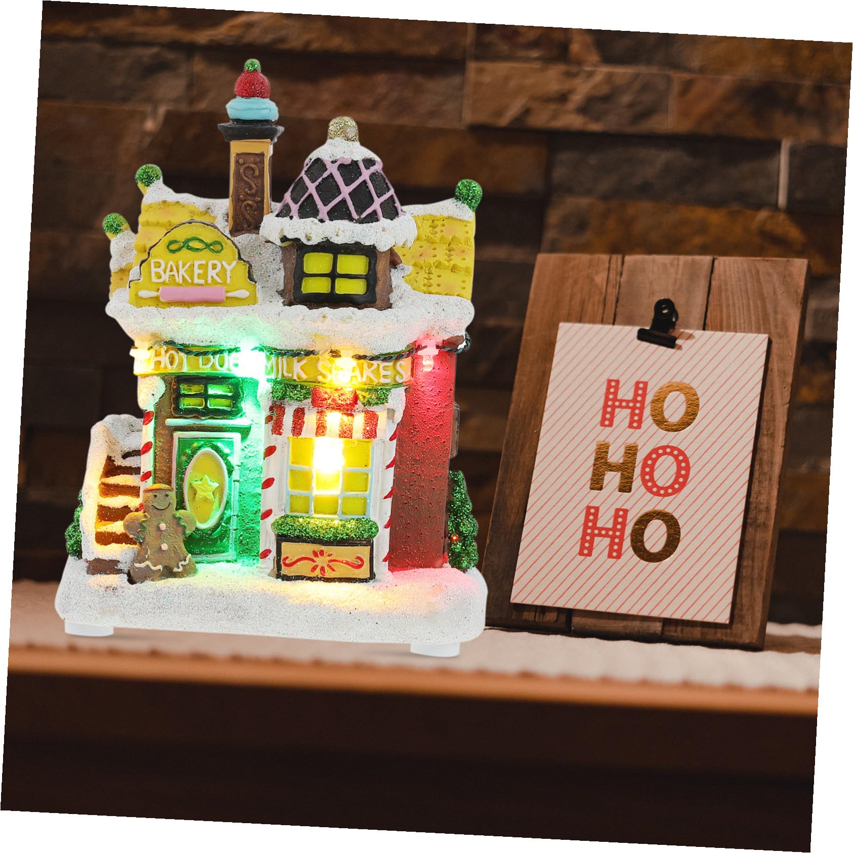 LIFKOME Casa de Navidad LED Luminosa Decorativa para Escritorio Diseño Casita de Jengibre con Luz Cálida Ornamento Navideño Resistente y Atractivo para Fiestas y Decoración de Hogar