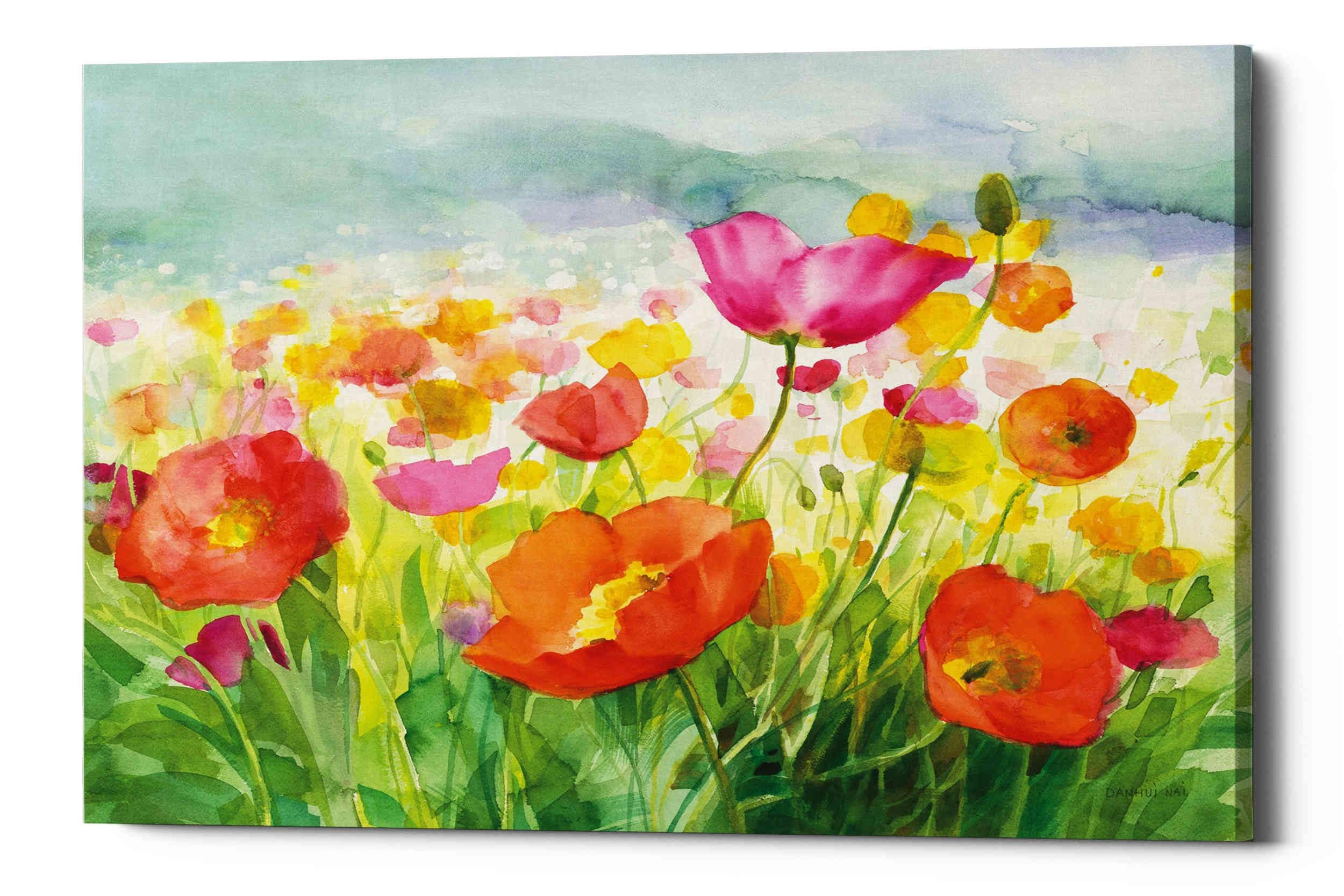 Epic Graffiti 'Meadow Poppies' autorstwa Danhui Nai płótno sztuka ścienna, 66 cm x 86 cm, pomarańczowy