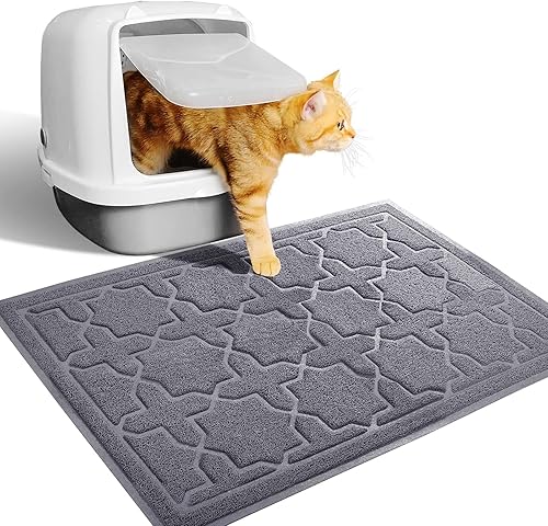 Yimobra Tapete de arena para gatos, 24 x 20 pulgadas, con malla de bloqueo de arena, tapete suave para atrapar la arena, fácil de limpiar,