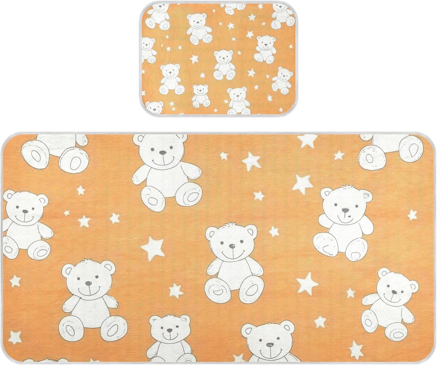Cartoon Cute Whiteddy Bear Stars Cooling Baby Mattress 28" x 52" Breathable Mattress Protector pad for Baby&Toddler