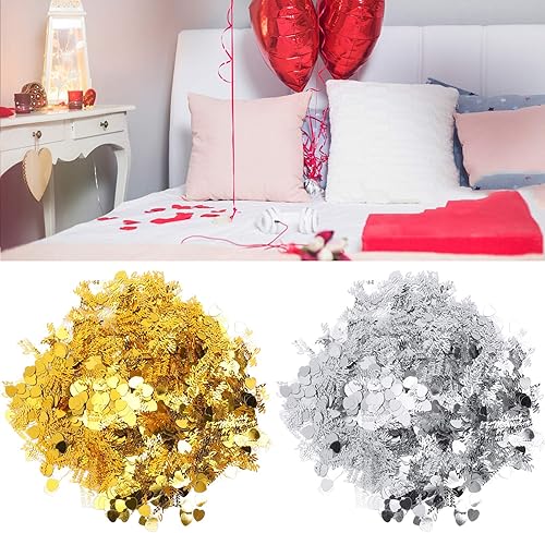 Miniatura 6 de Just Married - Confeti de mesa con purpurina metálica brillante para decoración de fiestas, bodas, festivales, 3.53 onzas (dorado)