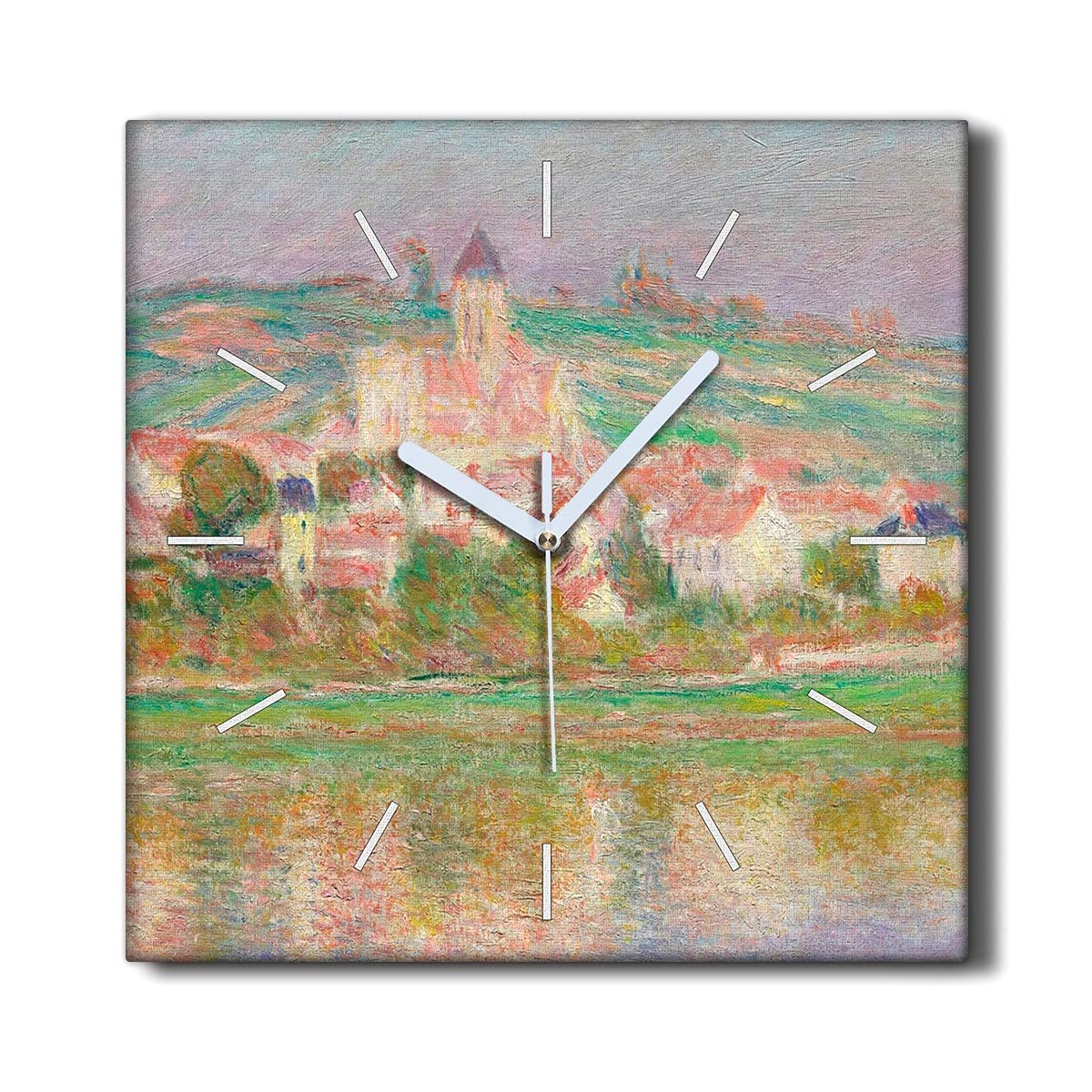 Horloge sur Toile Monet salon déco zen et silencieuse au coucher du soleil