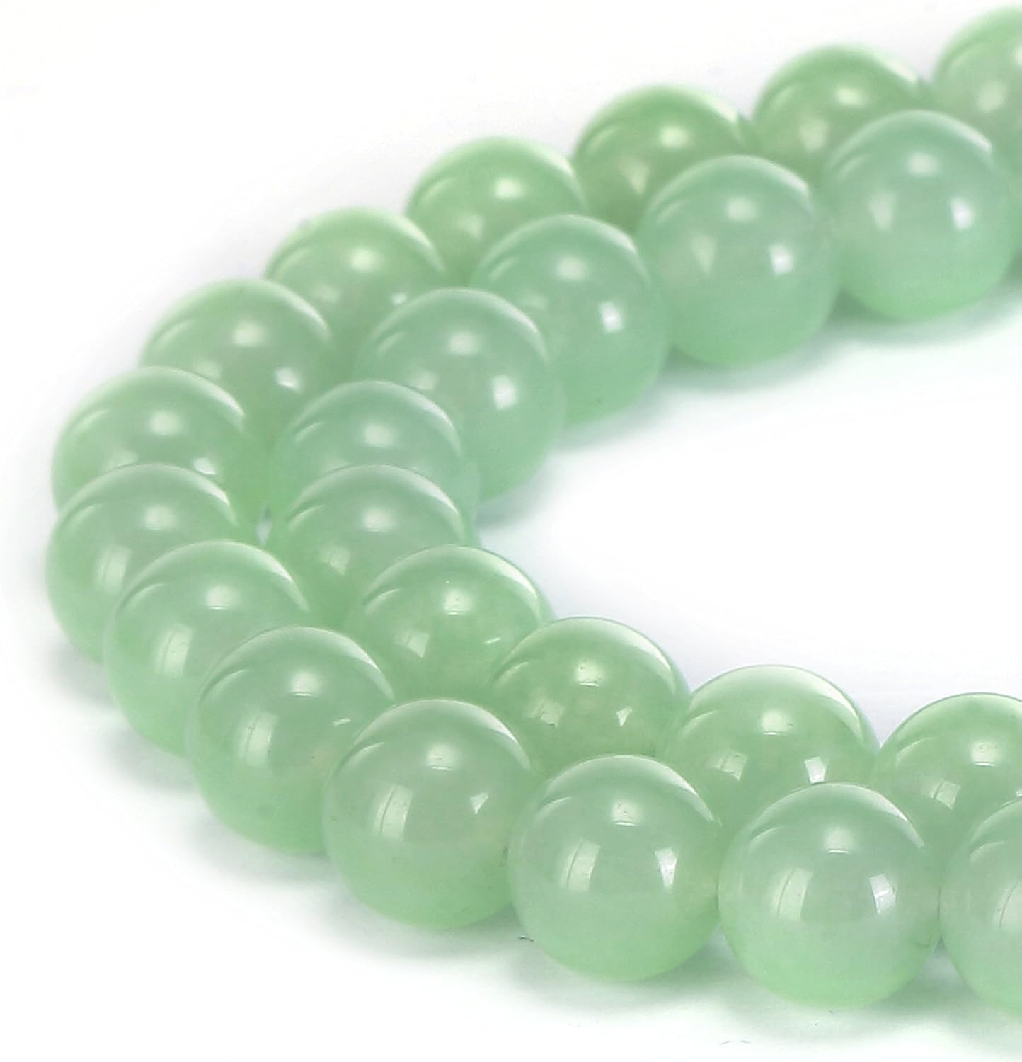 BRCbeads Light Green Jade Gemstone Smooth Round Loose Beads 6mm Approxi 15.5 inch 58pcs 1 Strand per Bag for Jewelry Making
