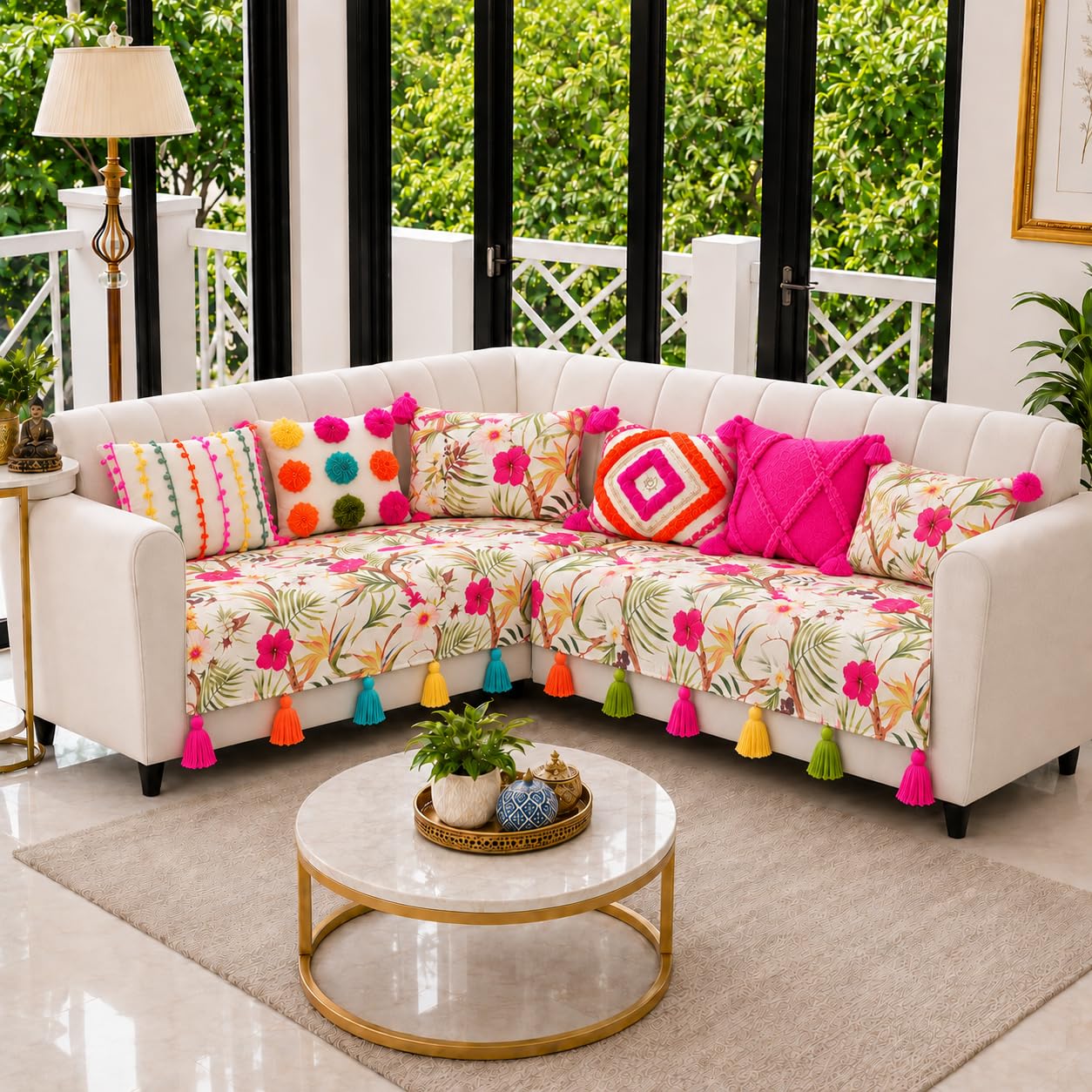 Tropical Floral Sofa Cover - Pet & Scratch Resistant -10
