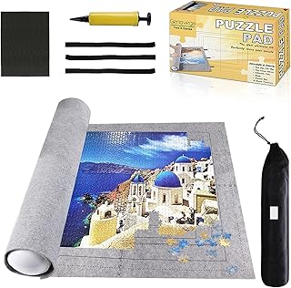 Jigsaw Puzzle Mat Roll Up - 2000 Pieces, 1500, 1000 Pieces Saver Large Puzzles Board for Adults Kids, Storage and Transport Premium Pump Glue Felt Mat Inflatable Tube Holder Organizer Pad Keeper