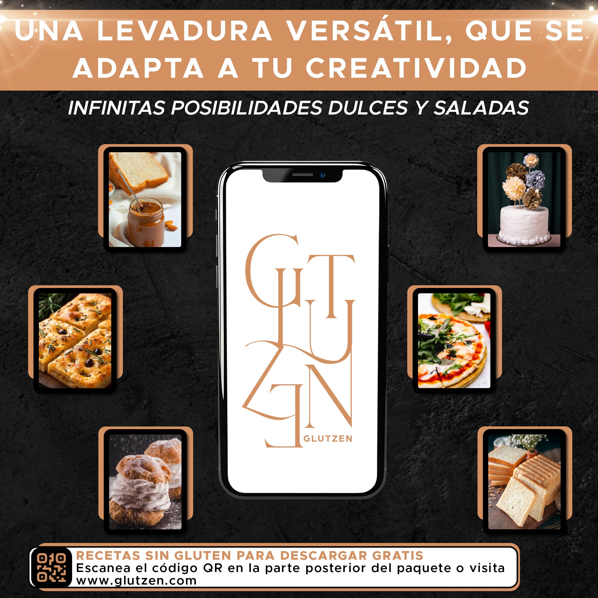 Levadura Seca Instantánea Sin Gluten Bio GLUTZEN 6x9g Activa para Pan y Pizza