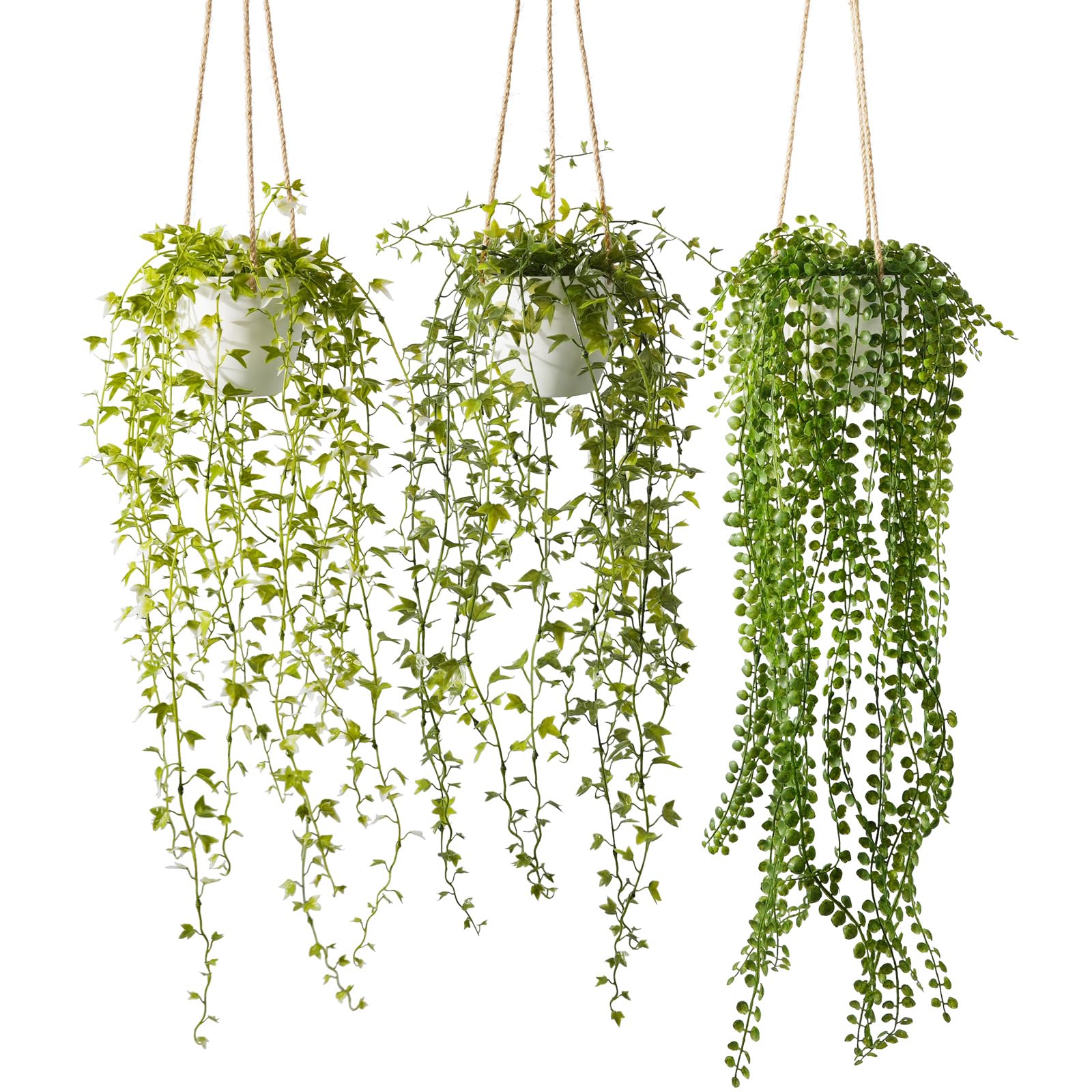 PENGYEE 3-Pack Fake Hanging Plants