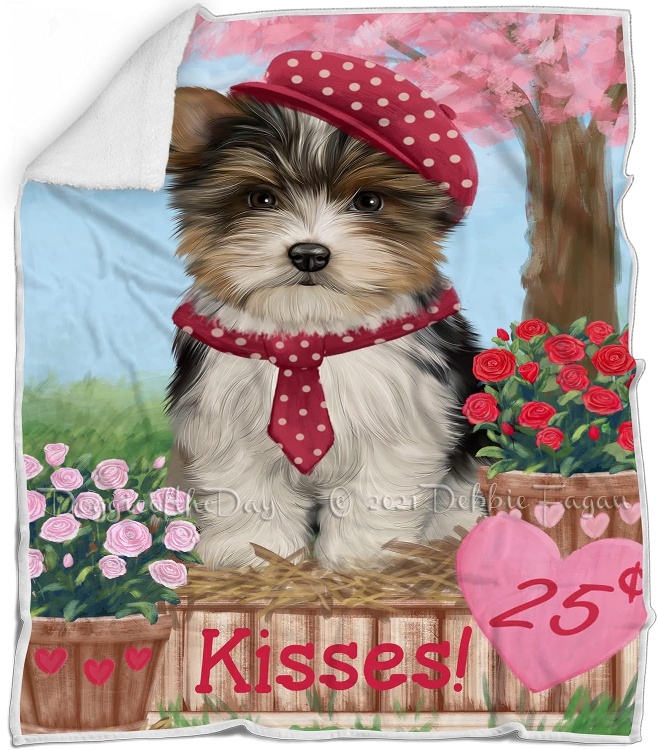 Rosie 25 Cent Kisses Biewer Dog Blanket - Lightweight Soft Cozy and Durable Bed Blanket - Animal Theme Fuzzy Blanket for Sofa Couch BLNKT60721 (30x40 Fleece)