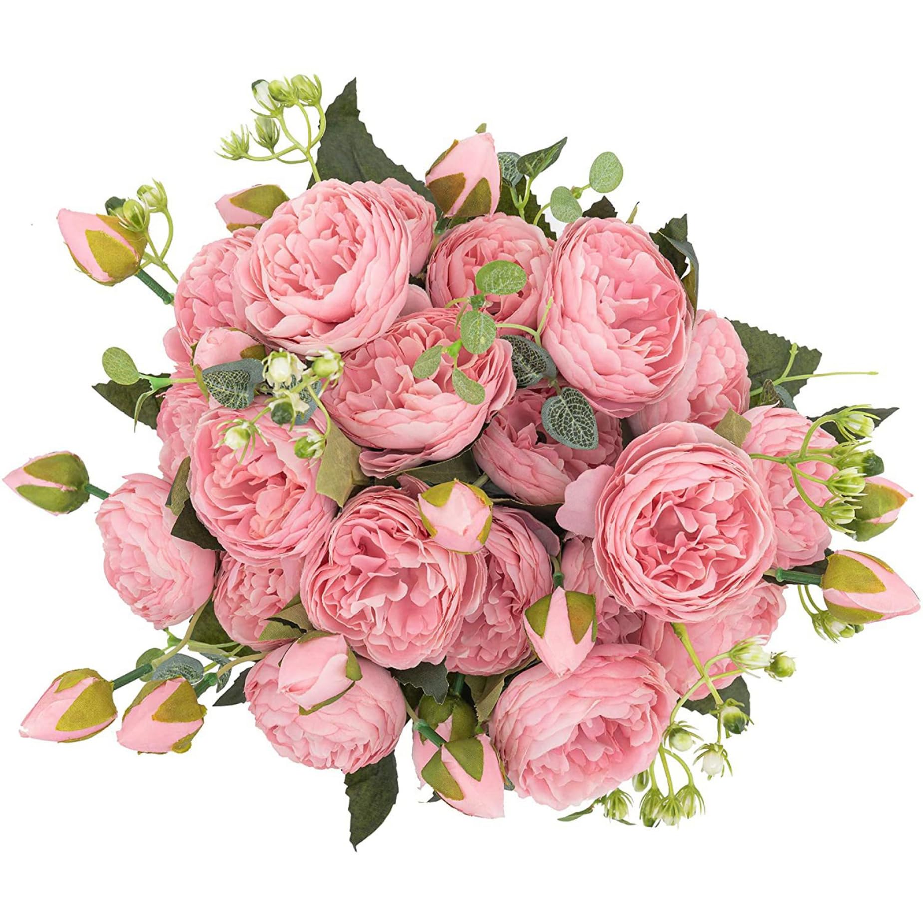 Otbushit 4Pcs Peony Artificial Flowers Silk Peony with Stems Artificial Flowers for Home Wedding Mother's, Peonies
