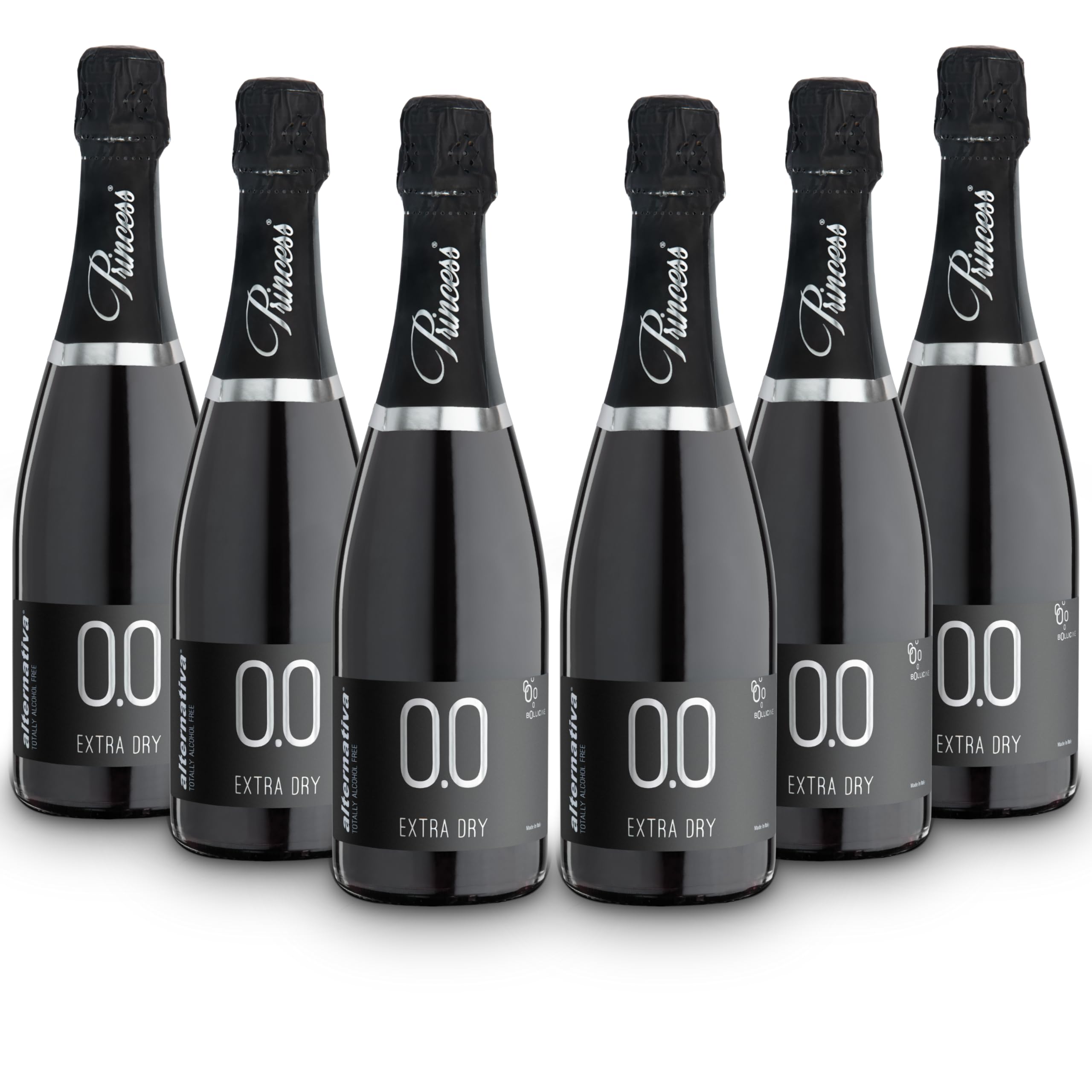 ALTERNATIVA Bianco Extra Dry Frizzante Analcolico 0.0% - Bollicine Senza Alcol, Dealcolato Italiano - Ideale per Celebrazioni e Regali - Confezione da 6 Bottiglie da 750ml Alcool Free