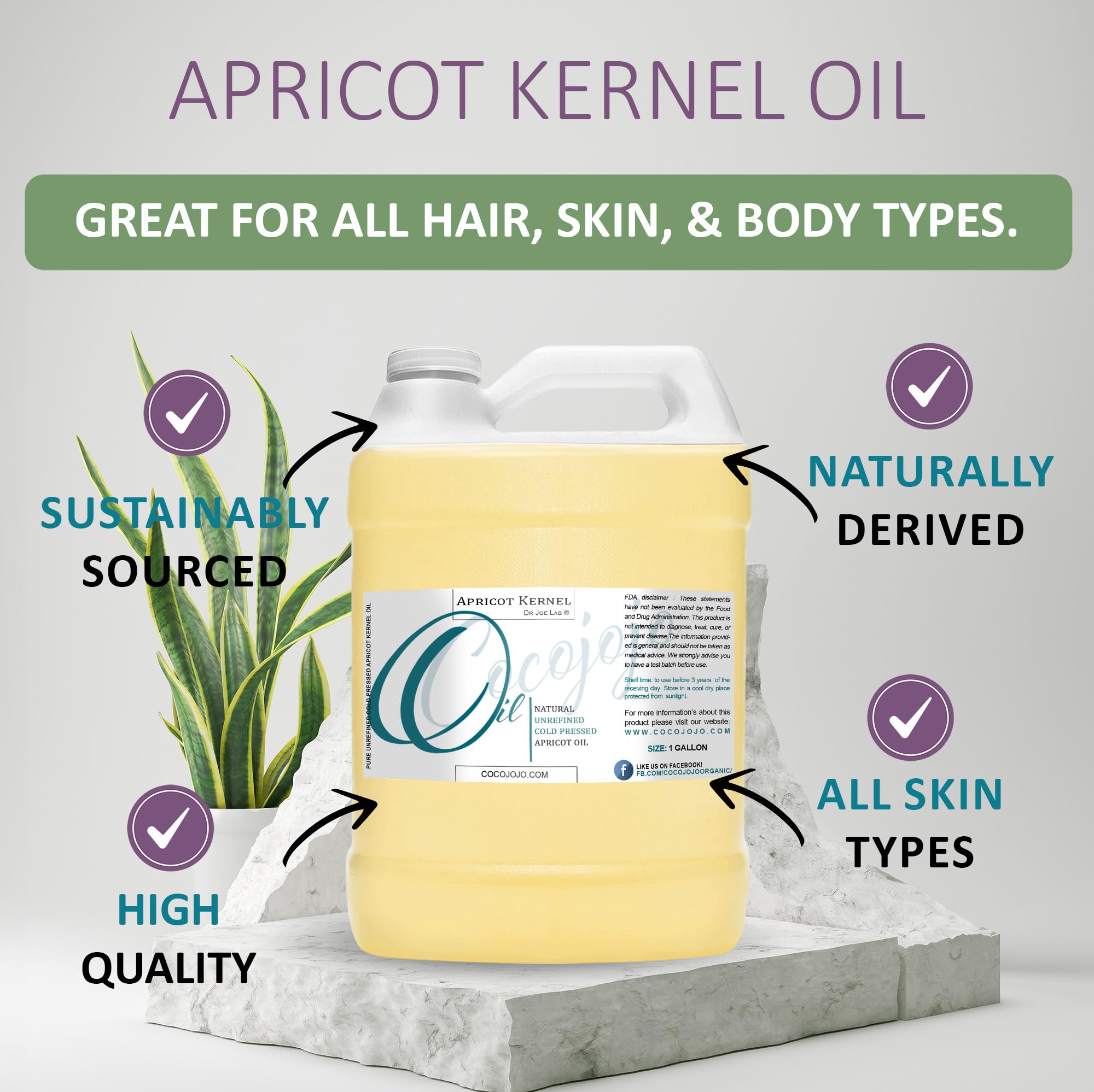 Dr Joe Lab Apricot Kernel Seed Oil Carrier Bulk, 1 Gallon 128 oz Pure Natural Cold Pressed Unrefined with Distinct, Sharp Smell. for Hair Skin Body Nail and Beard