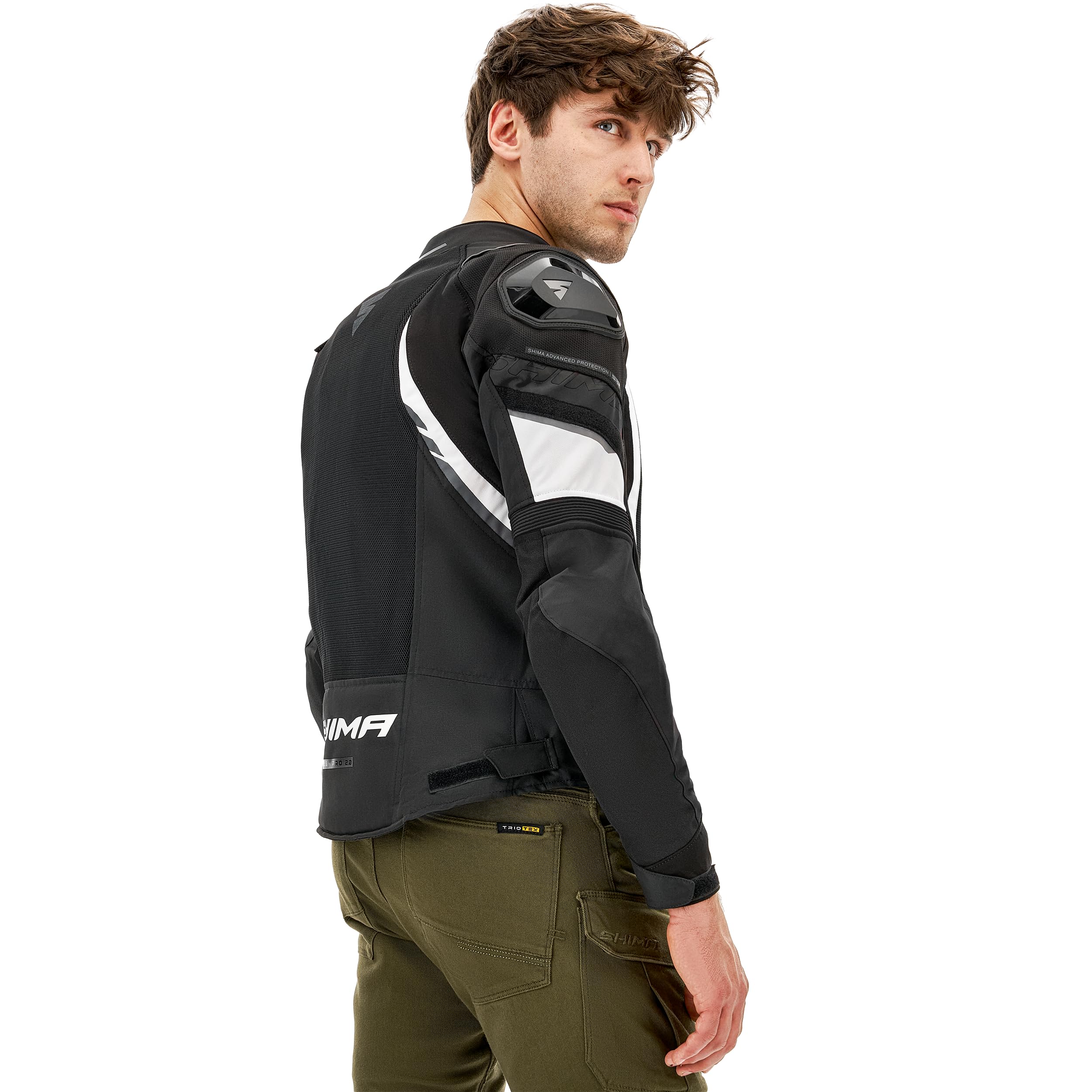 SHIMA MeshPro 2.0 Motorrad Jacke Herren mit Protektoren AirForce Rückenprotektor Motorradjacke Sommer Schulter Protektor Ellbogen Textiljacke Schutzjacken Protektorenjacke Stadt (Männer, Weiß, L)